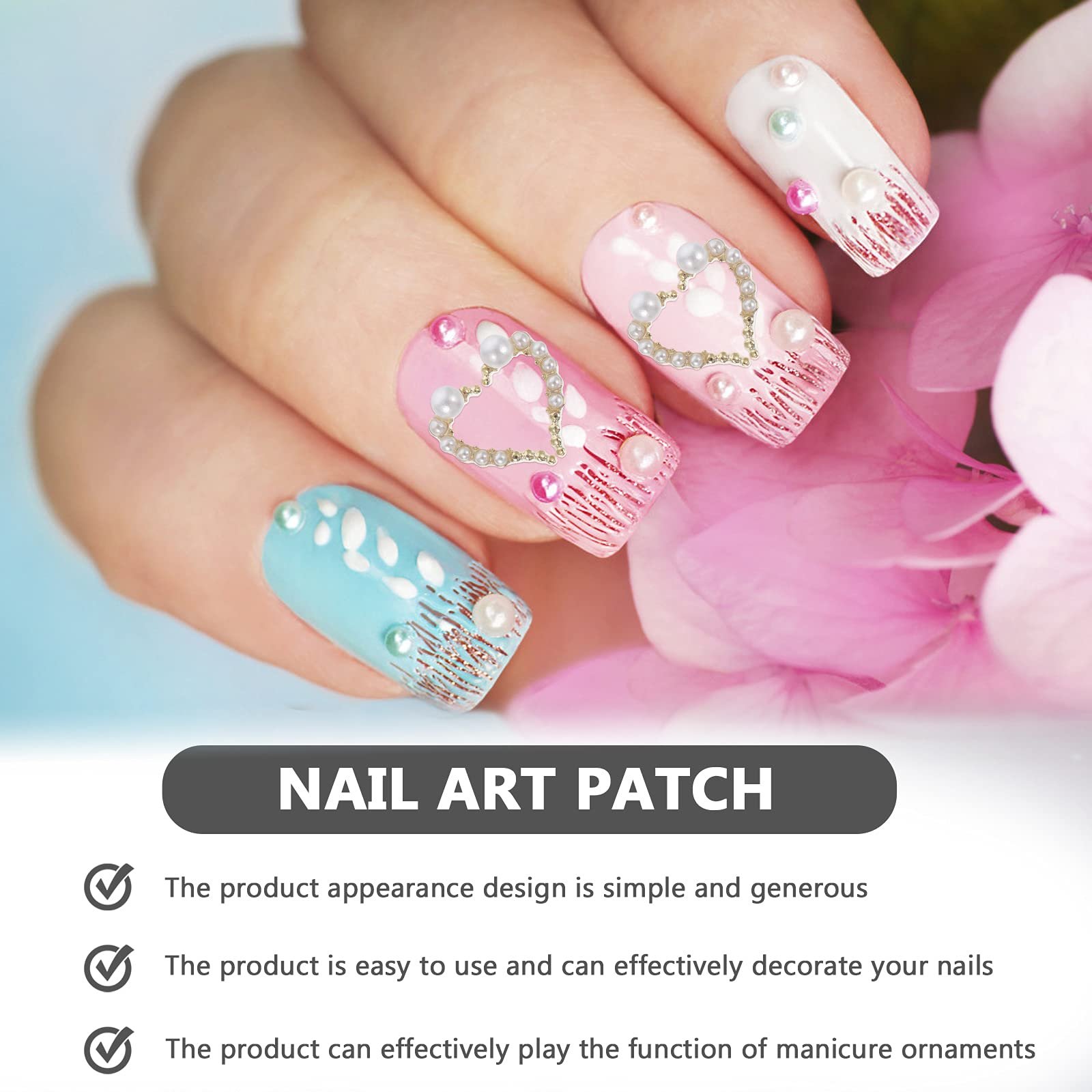 Стрази для нігтів Lurrose Прикраса для нігтів Серце, фото №5