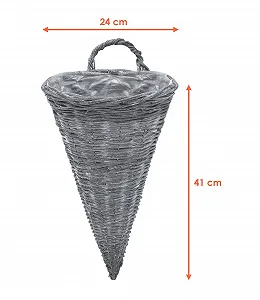 Подвесные корзины Spetebo Набор из 2 шт. Ротанговые конусообразные 41 x 24 см Shabby Grey synthetic.ua - Фото 1