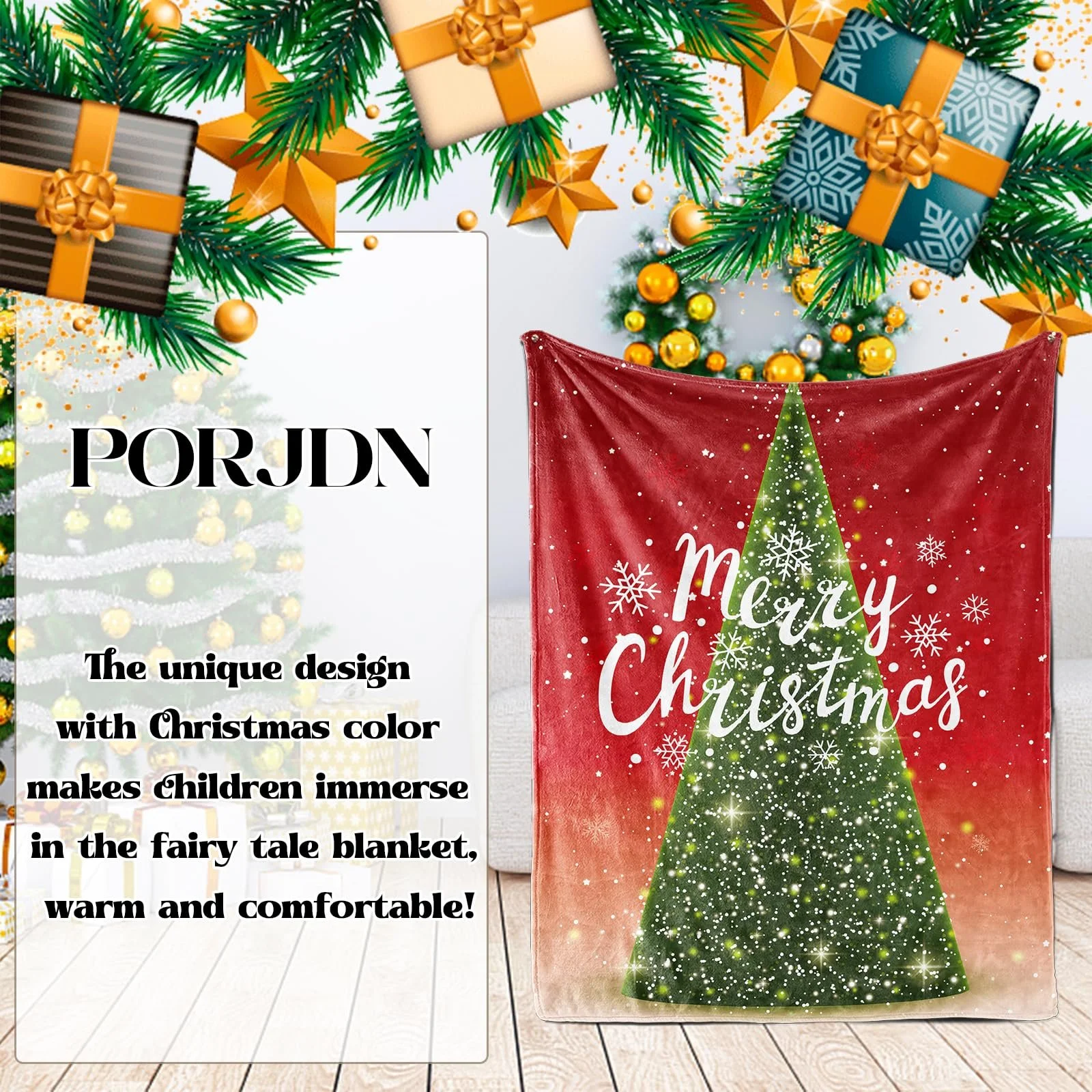 Покривало PORJDN Різдвяна М'яка Фланелева, фото №4