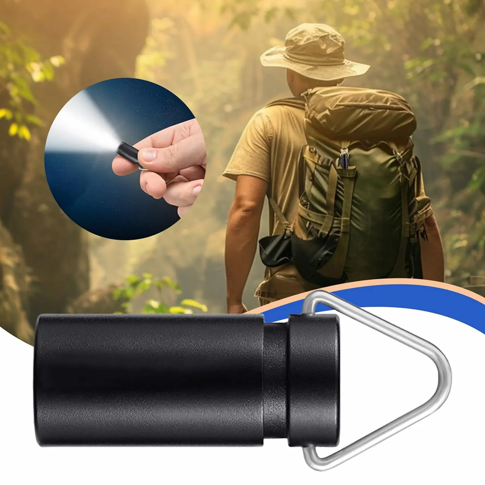 Міні ліхтарик-брелок Pocket LED, 12 x 25 мм, портативний з кліпсою для кемпінгу, походів, подорожей, пригод на природі, фото №3