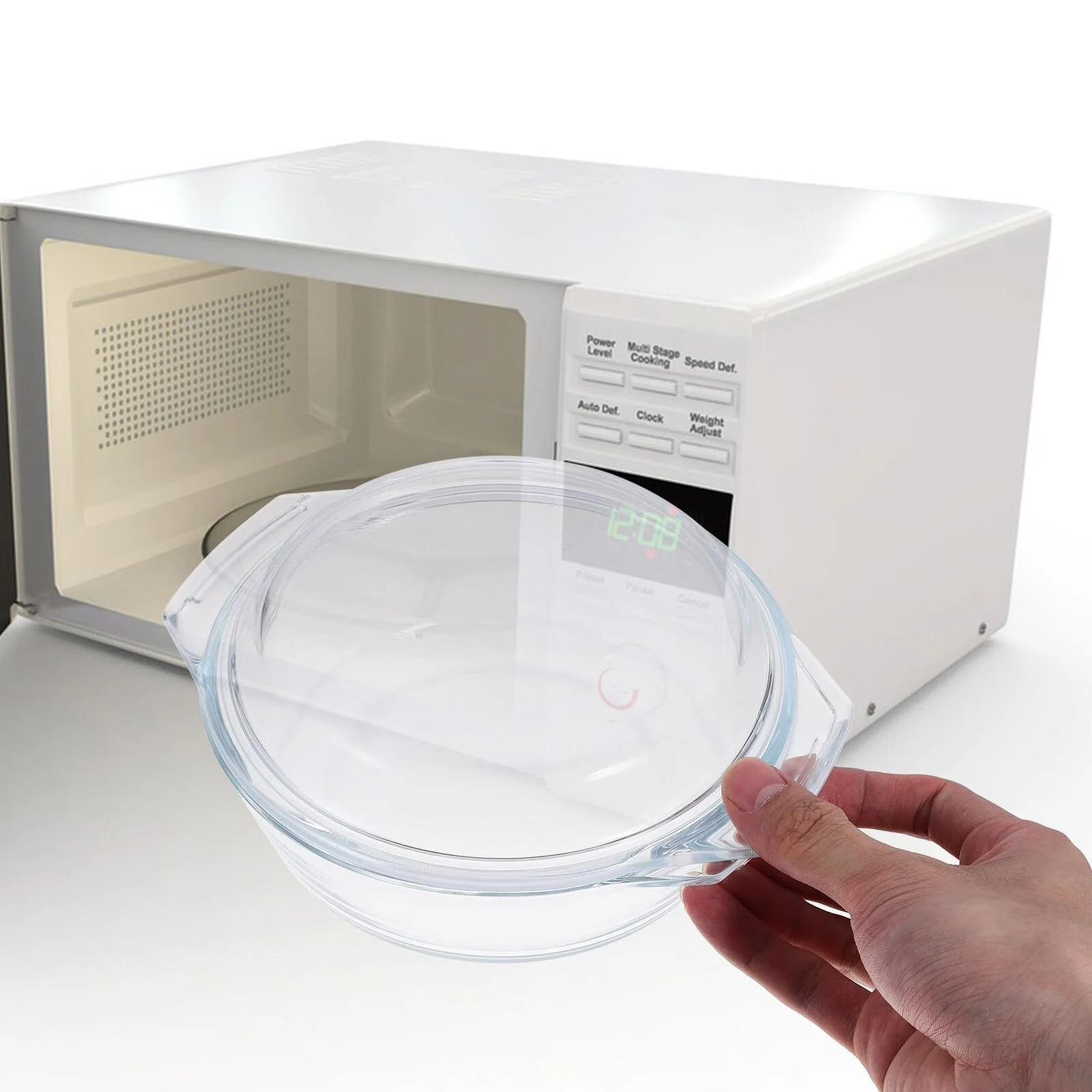 Миска стеклянная с крышкой Термостойкая Для супа Для духовки и микроволновой печи Коричневая, фото №7