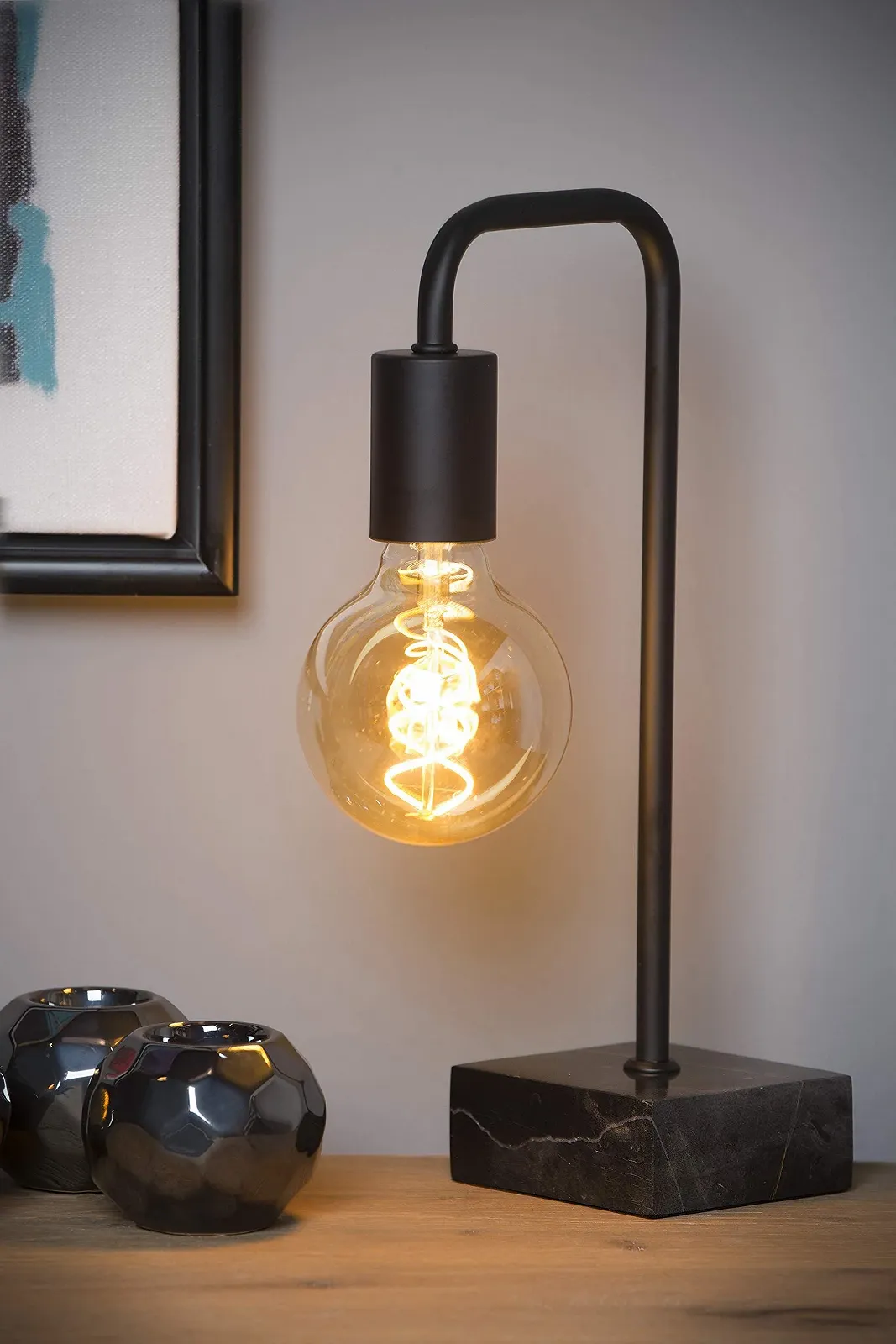 Настільна лампа LUCIDE Lorin 1 x E27 Чорний, фото №3