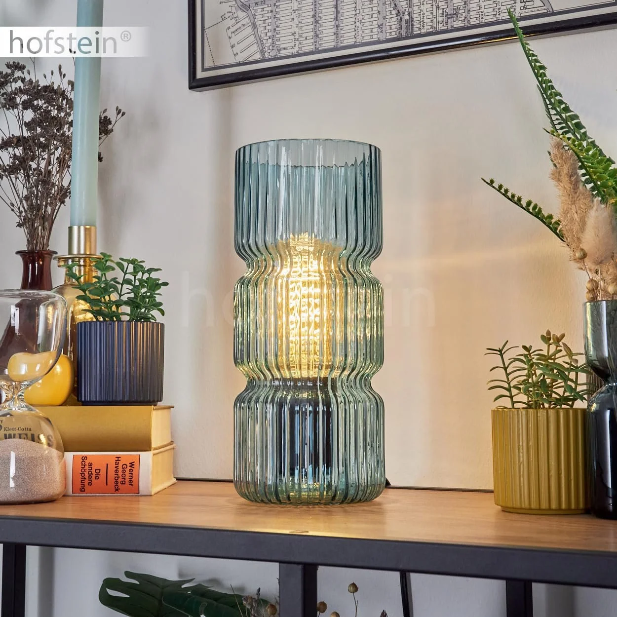 Настільна лампа Penteado Metal / Glass з блакитним скляним плафоном (10.5 см, E27) Чорний, фото №8