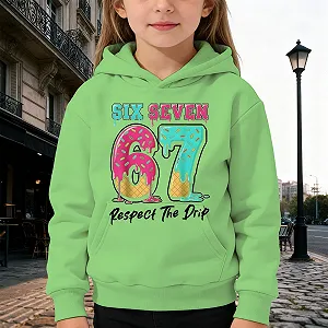 Флисовый спортивный костюм для мальчиков и девочек, теплый, худи-пуловер 67, повседневная детская одежда, милая толстовка с принтом 6 7 synthetic.ua - Фото 1