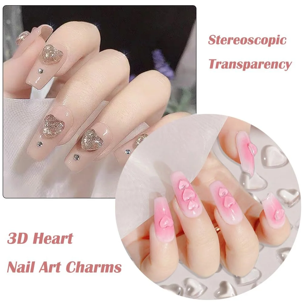 3D у формі серця (250 шт.) Прозорі акрилові стрази у формі серця DIY вироби, манікюрні аксесуари, фото №3 3D у формі серця (250 шт.) Прозорі акрилові стрази у формі серця DIY вироби, манікюрні аксесуари, фото №3