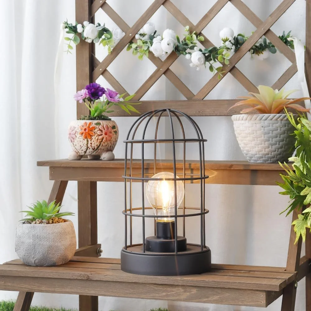 Настільна лампа JHY DESIGN Акумуляторна LED Металевий каркас 25 см Чорна, фото №4