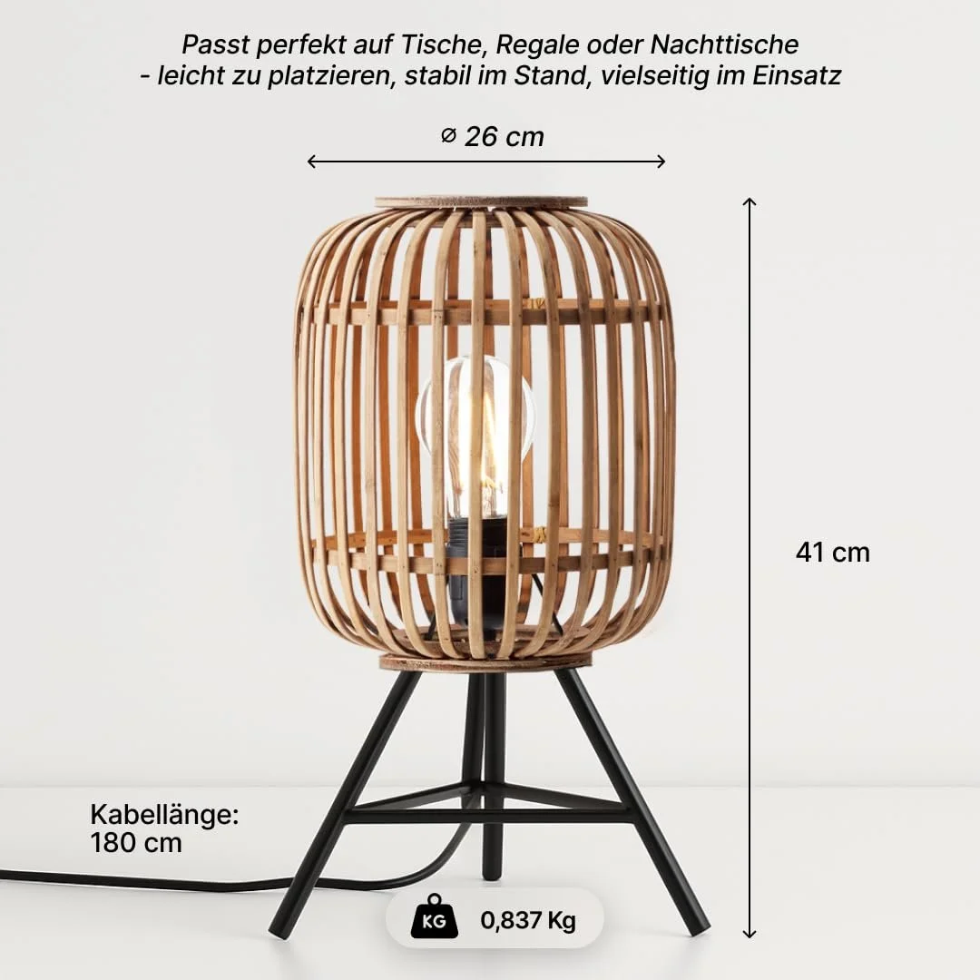 Настільна лампа BRILLIANT Woodrow 1x A60 E27 60 Вт Світло-коричневий, фото №7