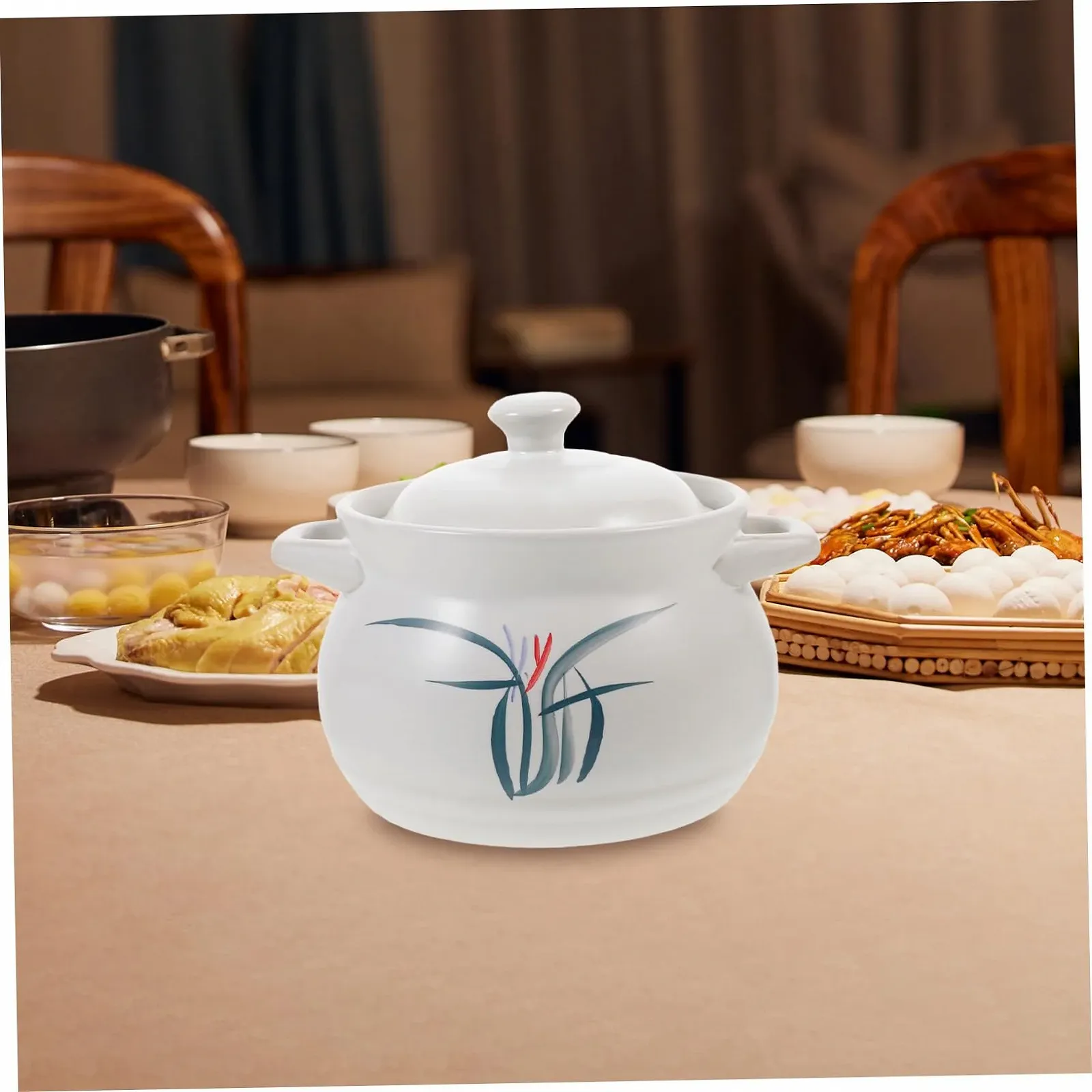 Кастрюля TIDTALEO керамическая круглая с крышкой термостойкая большая, фото №8