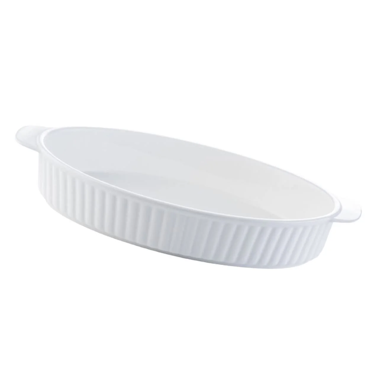 Форма для запекания TIDTALEO овальная керамическая с боковыми ручками глубокая белый, фото №1