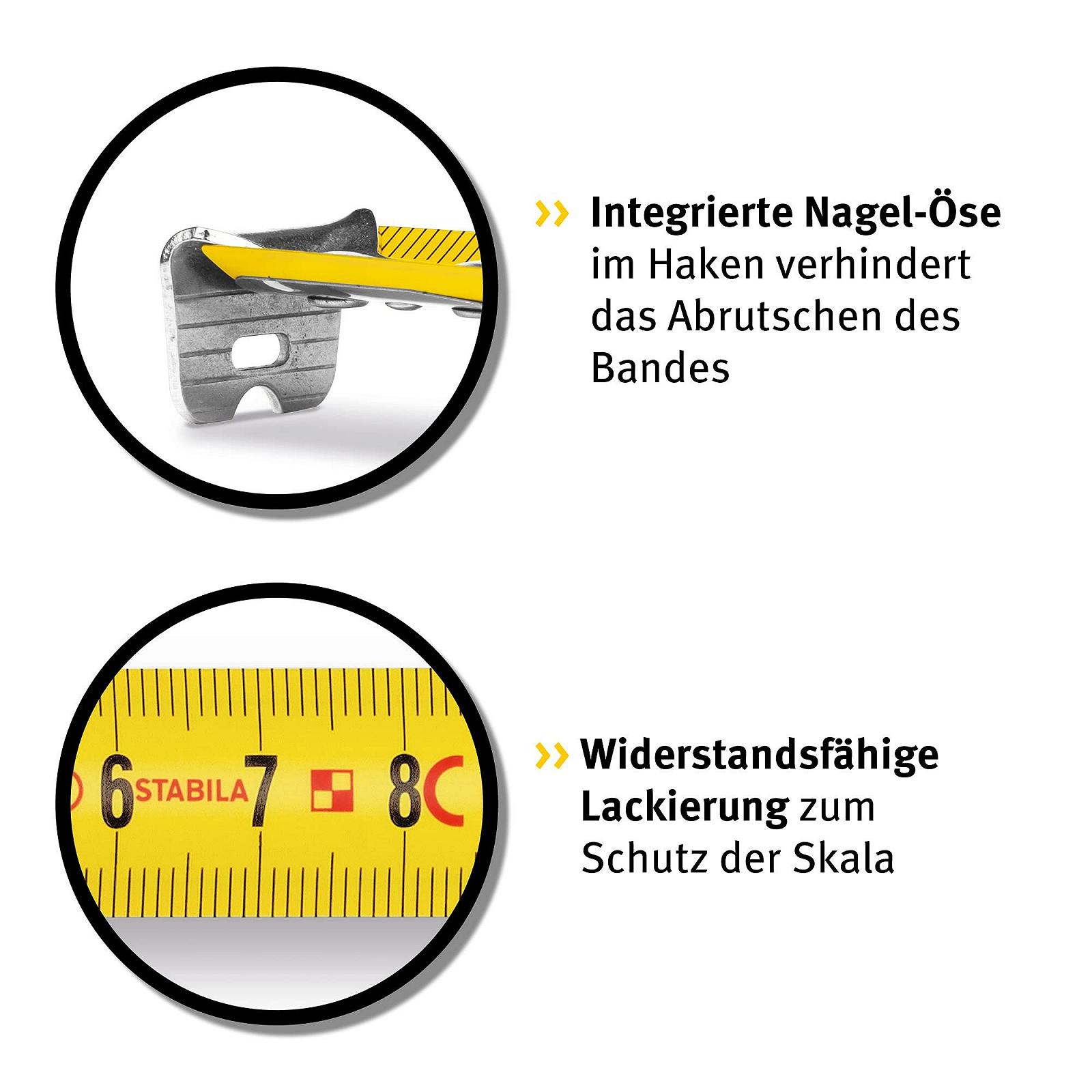Рулетка STABILA BM 100, 5 м (10 дюймів), з шкалою см/дюйм, ударостійкий корпус ABS, фото №4