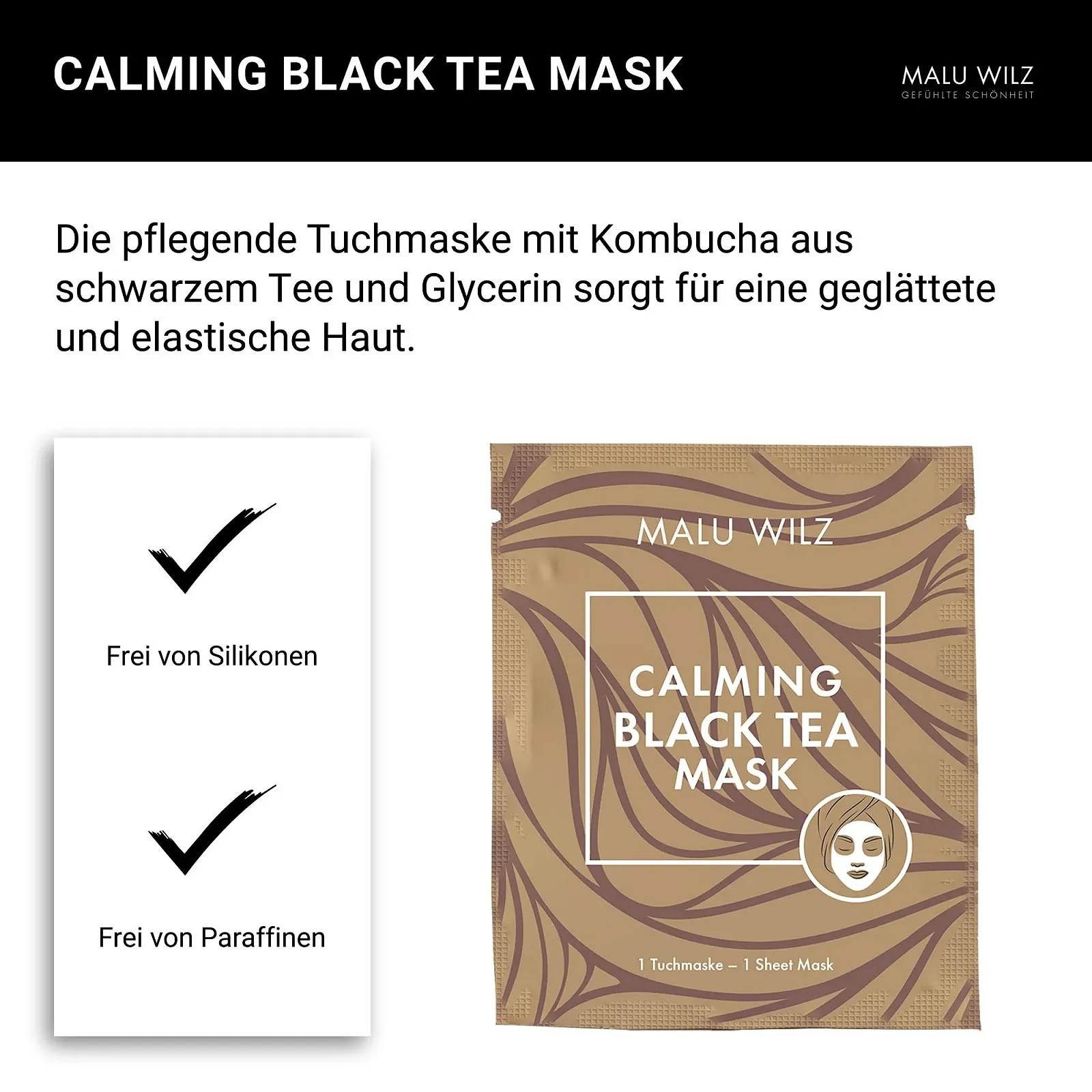 Маска для обличчя Malu Wilz Calming Black Tea, заспокійлива та зволожуюча, фото №5