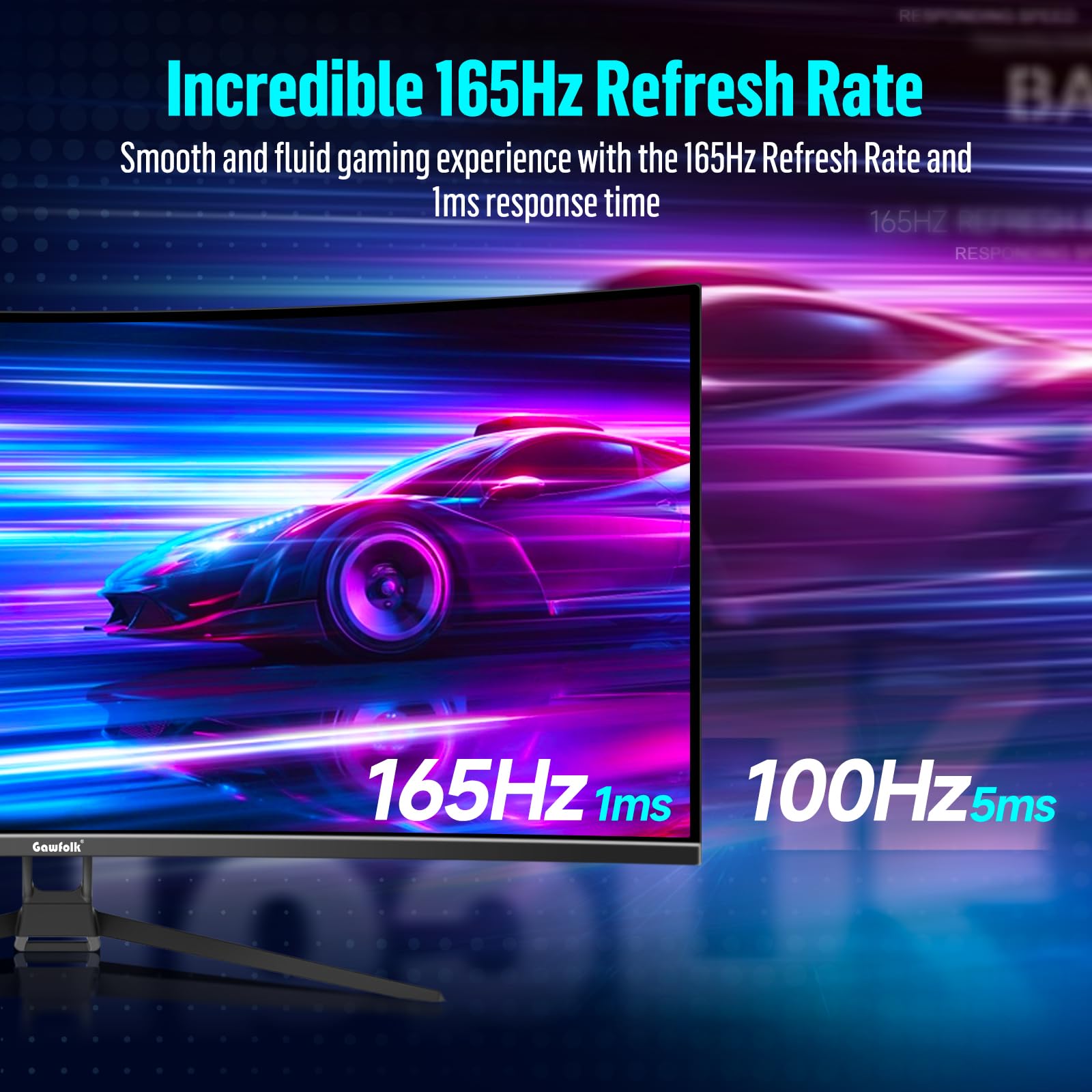 Монитор Gawfolk Gaming 34 дюйма UWQHD 3440x1440P 165 Гц 1500R VA HDMI VESA 75x75 мм, фото №5