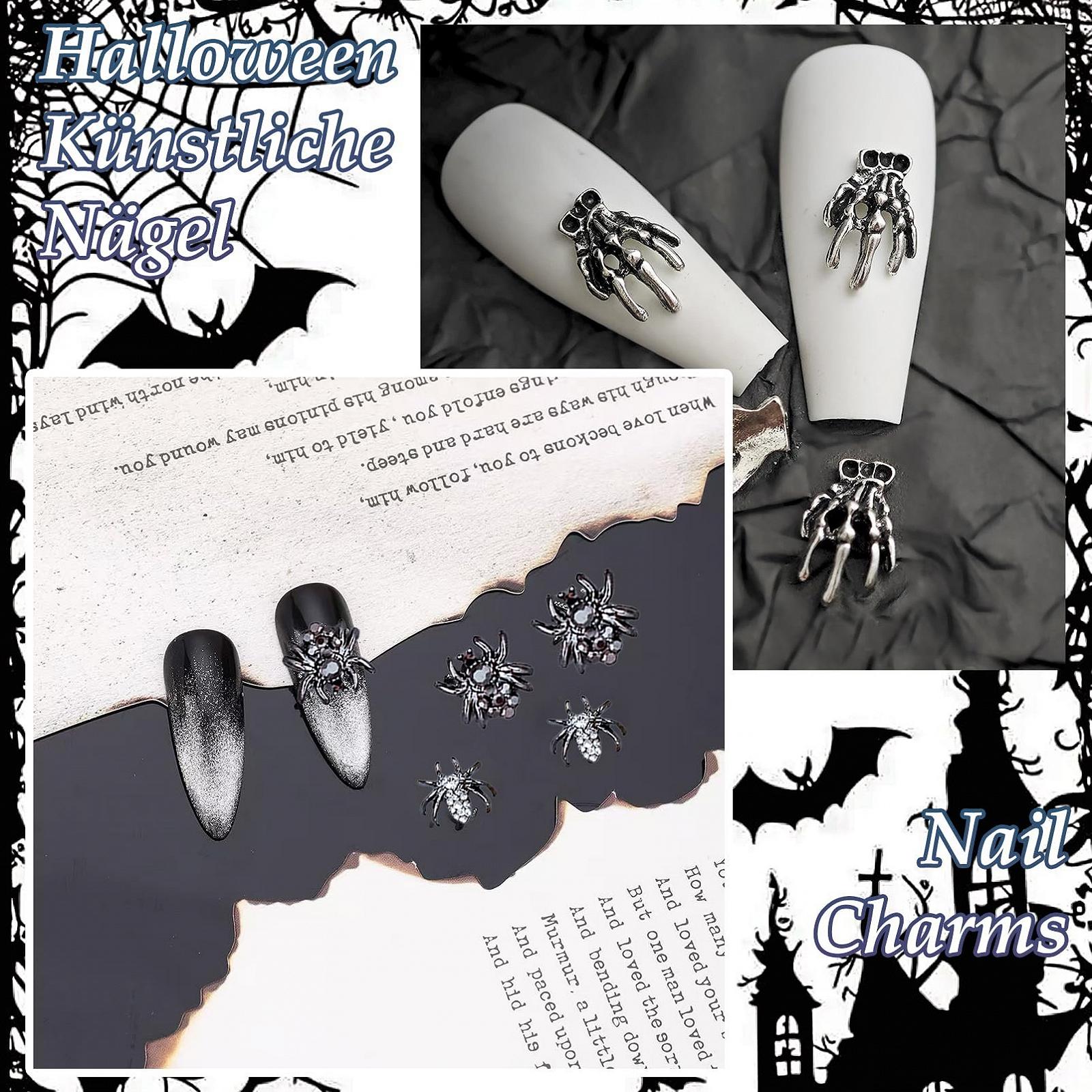 Типу Хелловін Череп, Павутиння, Павук Камінці зі стразами Сріблястий, фото №4