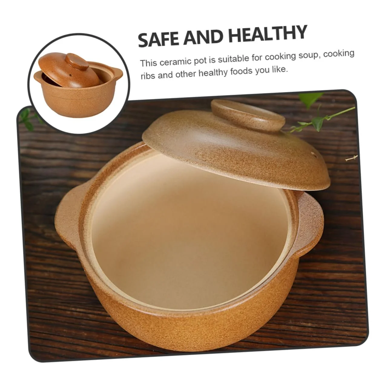 Кастрюля-жаровня VALICLUD Керамическая для запекания и тушения Термостойкая, фото №9