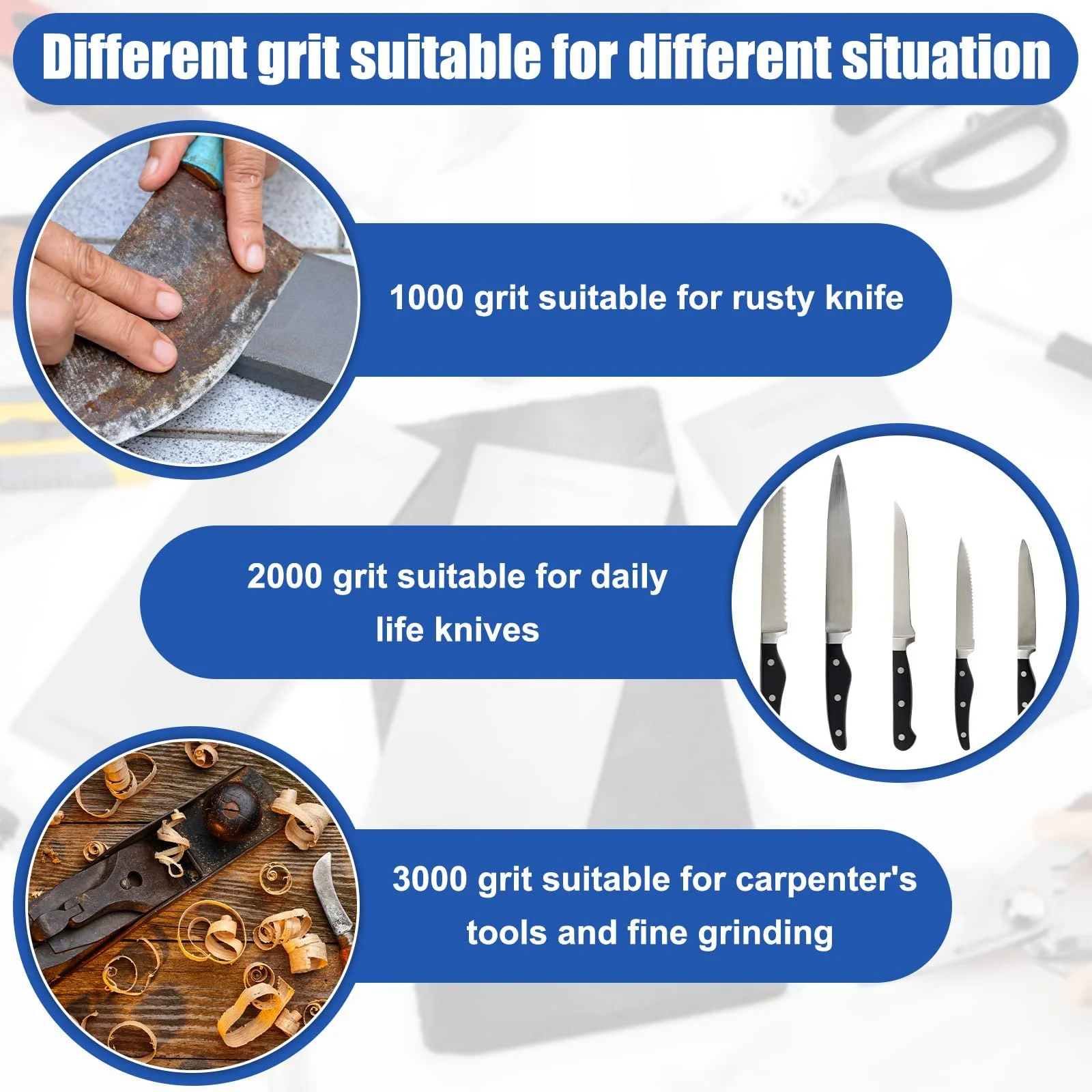 Точильний камінь Zhehao Diamond алмазний для кухні 1000/2000/3000 гріт, фото №3