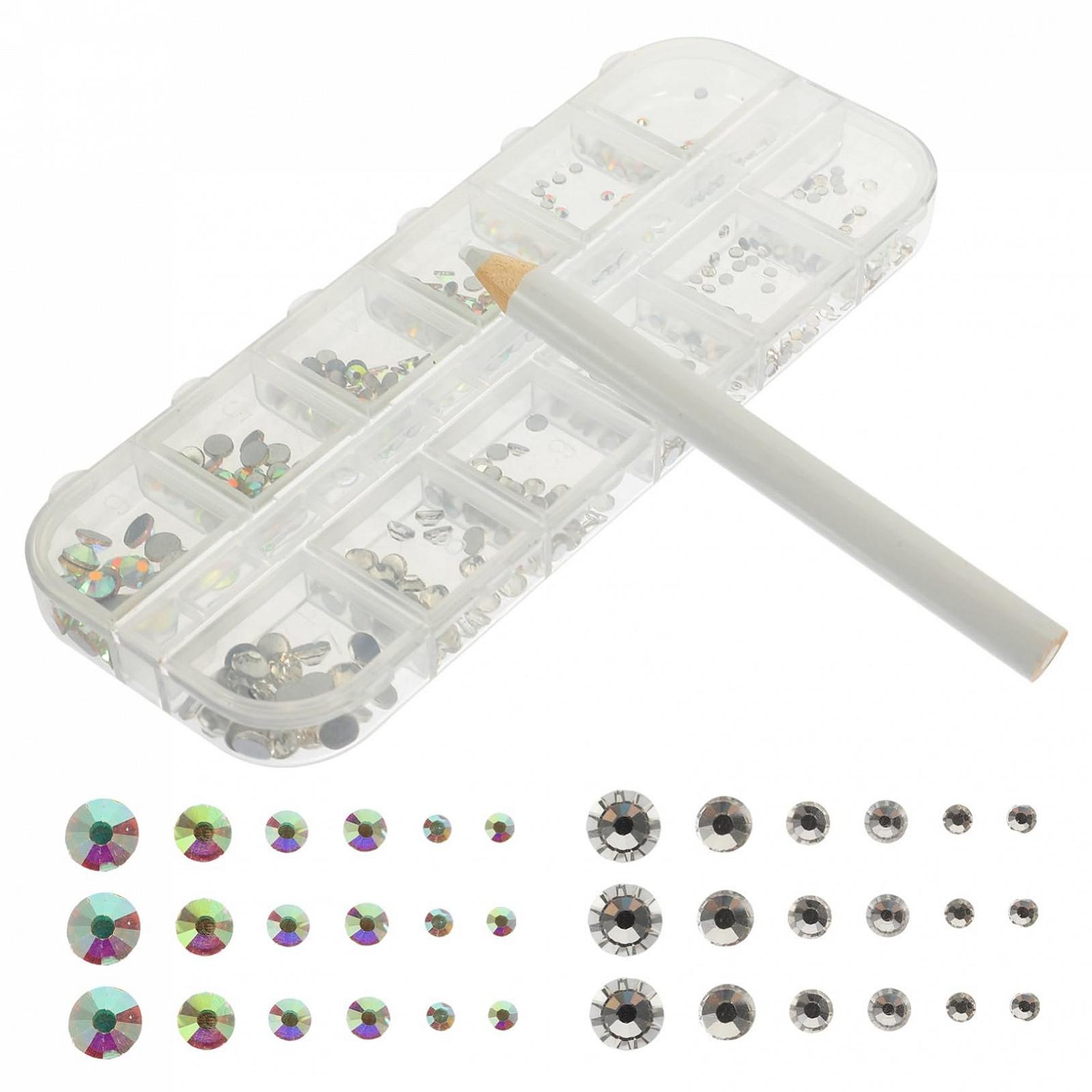 Стразы для ногтей FRCOLOR Набор Плоские стеклянные бриллианты AB цвета, ручки для нейл-арта для творческого маникюра и декорирования, фото №1