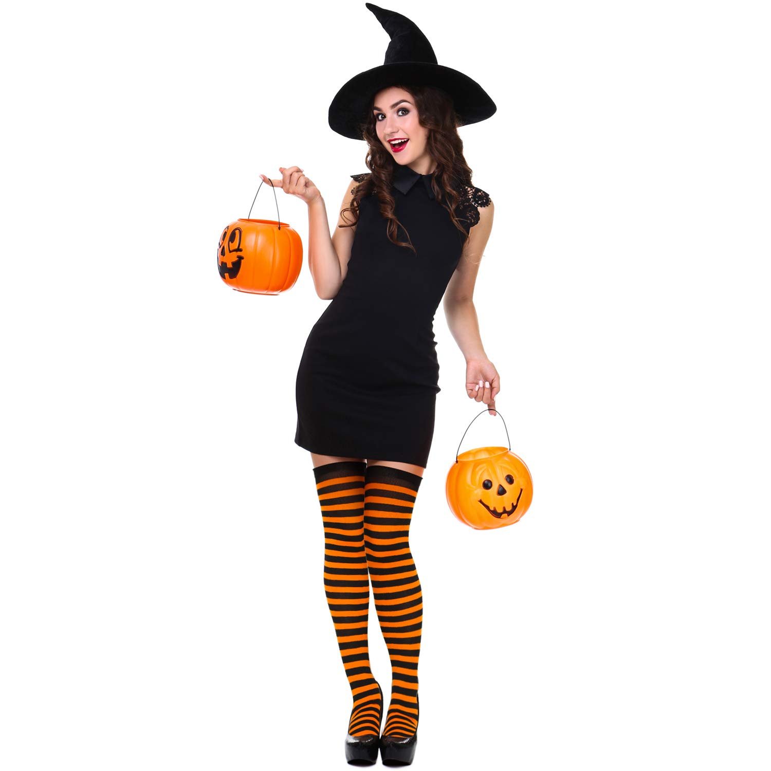 Гольфы SATINIOR Halloween для женщин, оранжево-черные, выше колена, разноцветные, One Size, разноцветные, фото №6