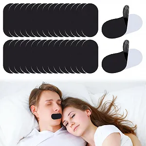 Смужки для рота для сну 30 штук, стрічка для рота для сну без хропіння для чоловіків і жінок, сприяє носовому диханню (Чорний) - Фото 1