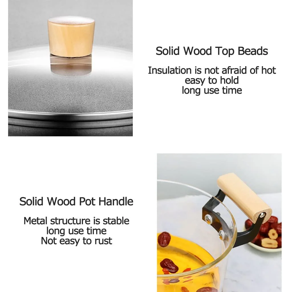 Каструля Guoyoocc Скляна термостійка прозора з кришкою та дерев'яною ручкою для приготування локшини, супу, молока, фото №5 Каструля Guoyoocc Скляна термостійка прозора з кришкою та дерев'яною ручкою для приготування локшини, супу, молока, фото №5