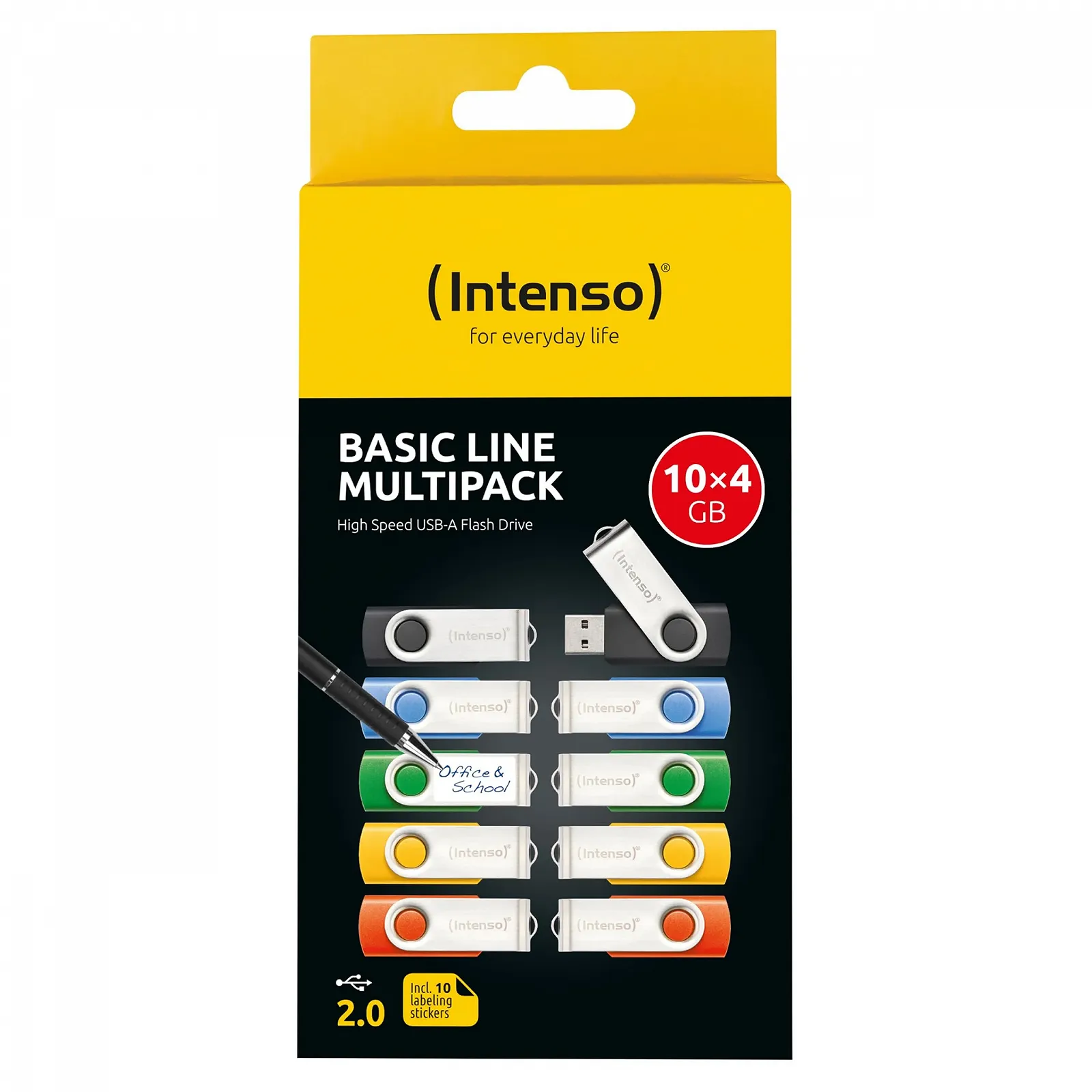 USB-накопичувач Intenso Basic Line 10 x 4 GB USB 2.0 Yellow Green Black Blue Orange, фото №2 USB-накопичувач Intenso Basic Line 10 x 4 GB USB 2.0 Yellow Green Black Blue Orange, фото №2