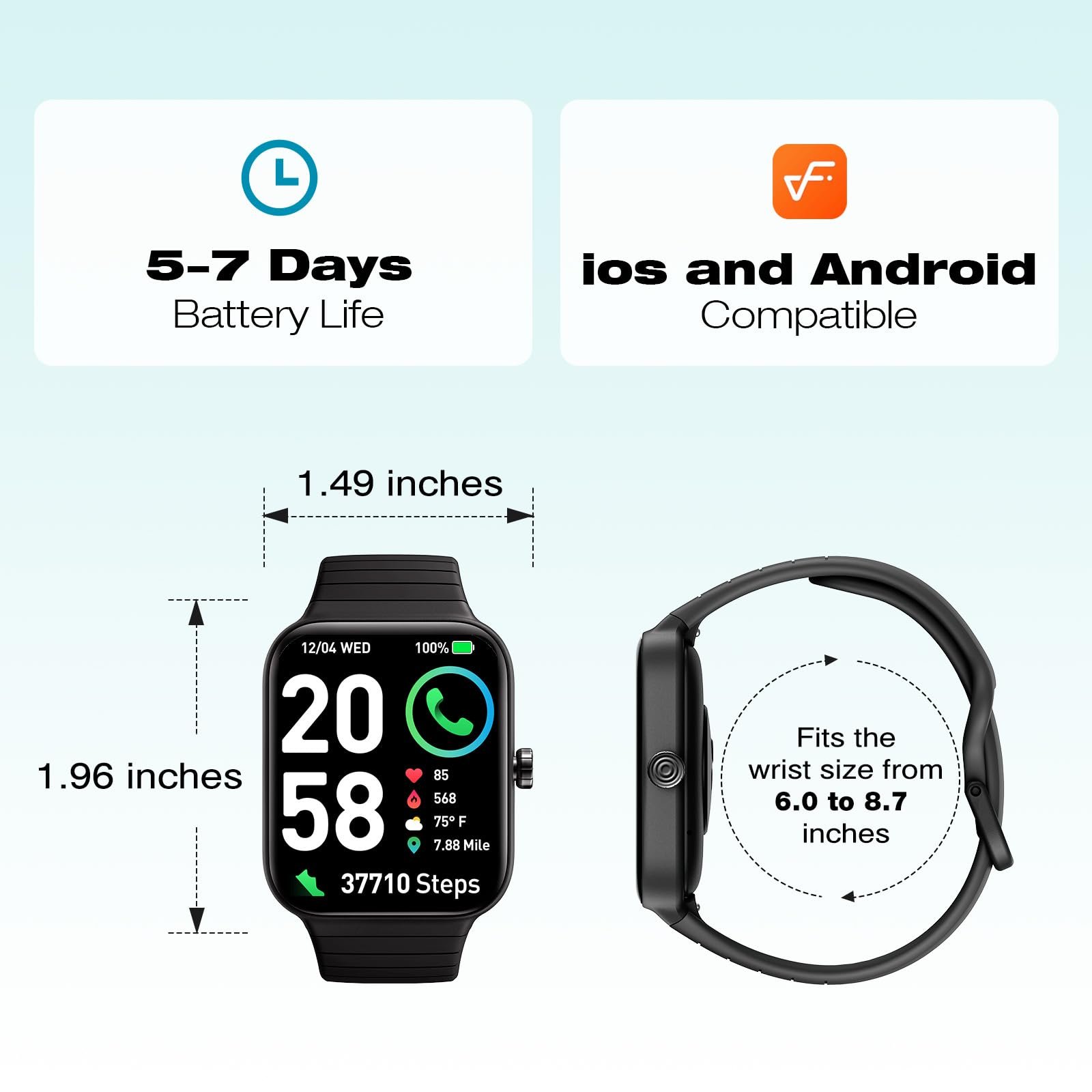 Смарт-годинник Quican Чорний, фото №6 Смарт-годинник Quican Чорний, фото №6