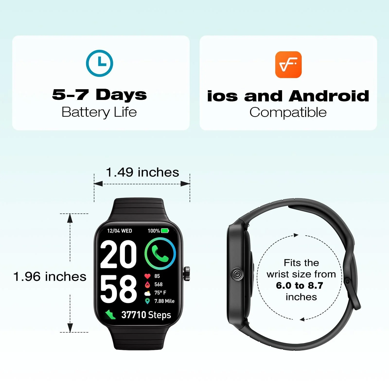 Смарт-часы Quican Черный, фото №6