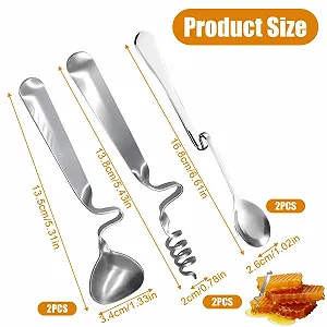 Набор ложек для меда/джема, 6 штук Подвесные ложки для джема, нержавеющая сталь, длинная ручка, для джема, сиропа, йогурта, патоки synthetic.ua - Фото 1