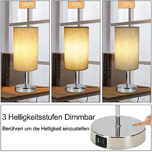 Настільна лампа Набір 2 шт. Сенсорна USB E27 Хром synthetic.ua - Фото 1