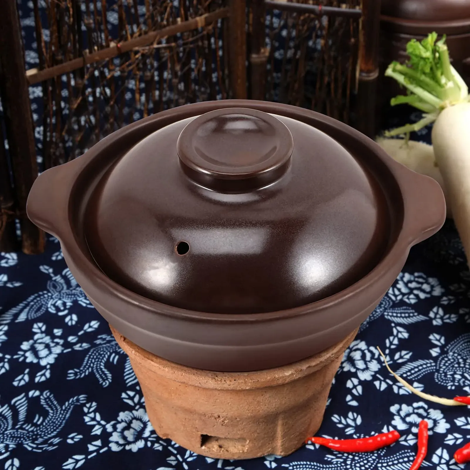 Горшок UKCOCO маленький керамический с крышкой для супа и лапши., фото №7 Горшок UKCOCO маленький керамический с крышкой для супа и лапши., фото №7