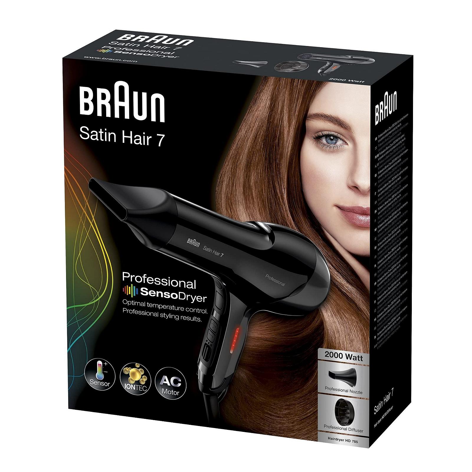 Фен Braun Satin Hair 7 SensoDryer HD785 с термосенсором, IonTec и диффузором, черный, фото №4