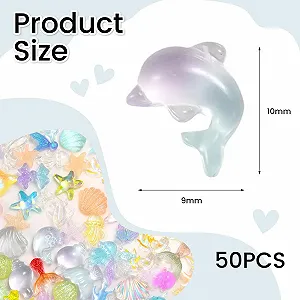 Морська серія 50 шт. 3D акрилові з смоли Черепашка Морська зірка Самоцвіти synthetic.ua - Фото 1