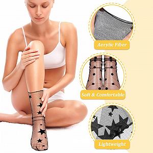 Женские чулки до колен 5 пар Тонкие кружевные чулки Черные сетчатые чулки для женщин и девушек Черный цвет Размер M synthetic.ua - Фото 1