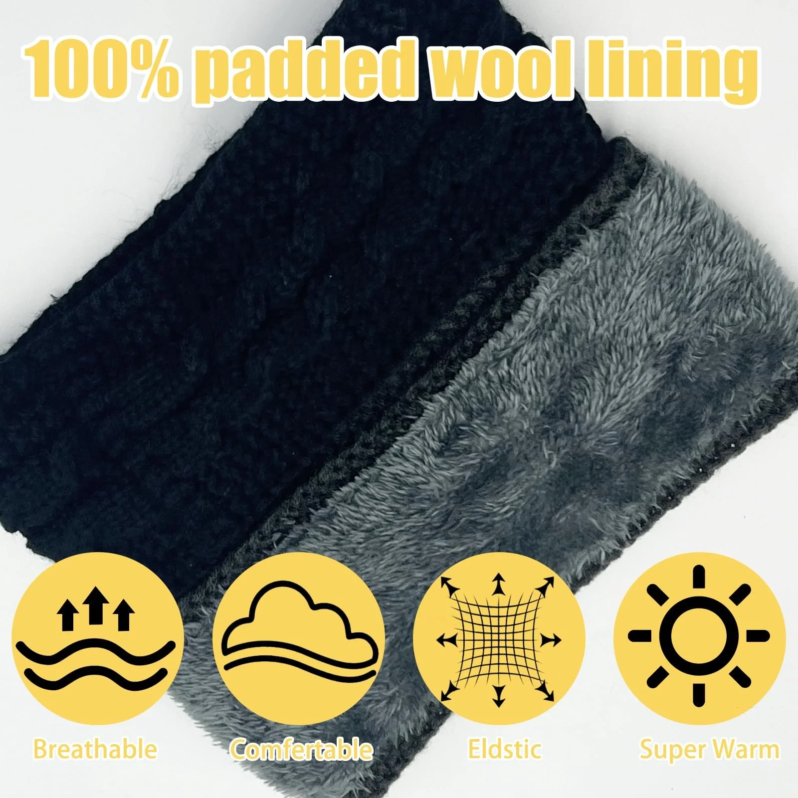 В'язана пов'язка на голову Жіноча Зимова Тепла, фото №3