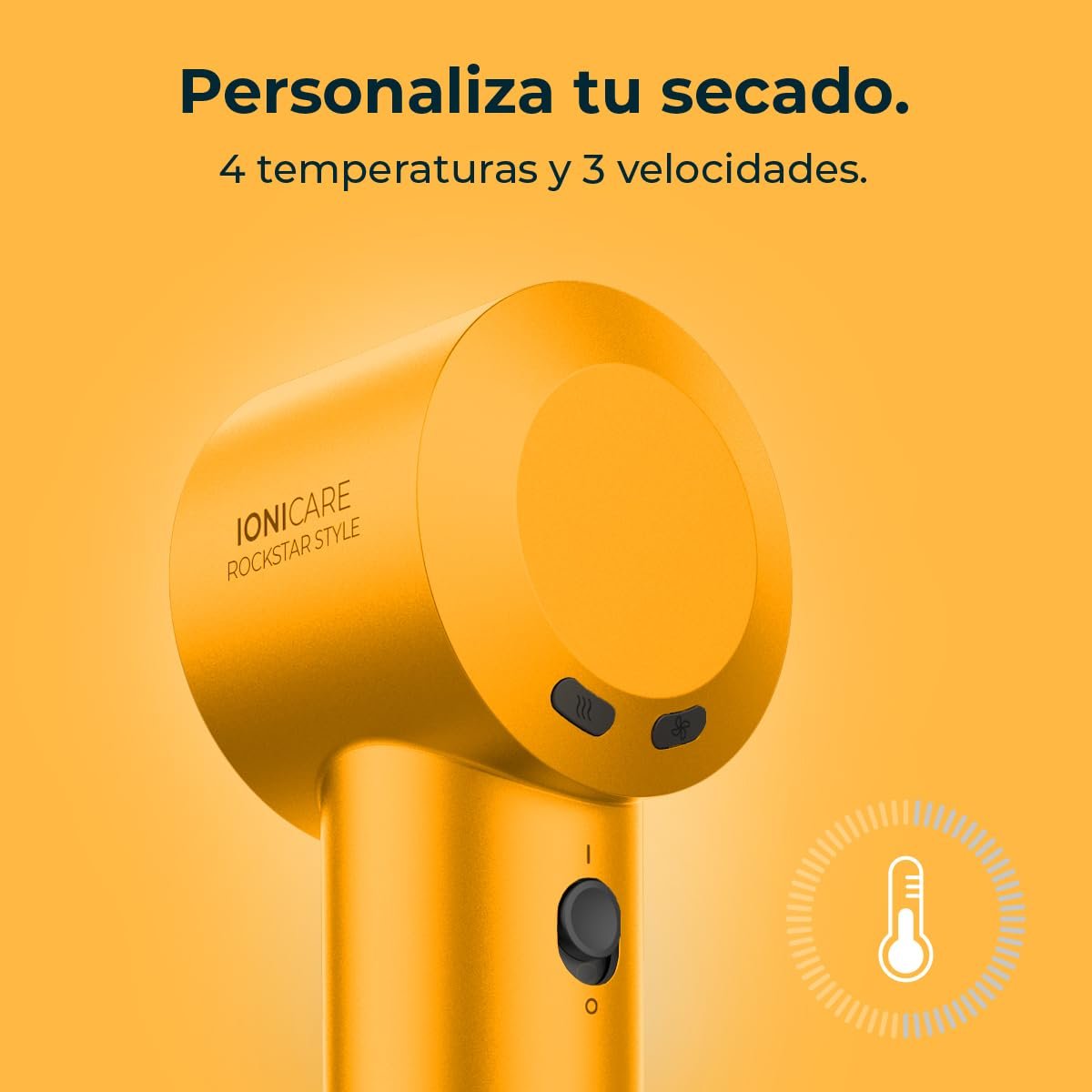 Фен Cecotec Ionicare Rockstar Style Желтый, ультракомпактный, легкий, мотор 1500 Вт, 110000 об/мин, ионный генератор, 4 температуры, 3 скорости, тихий, безщеточная технология, фото №9