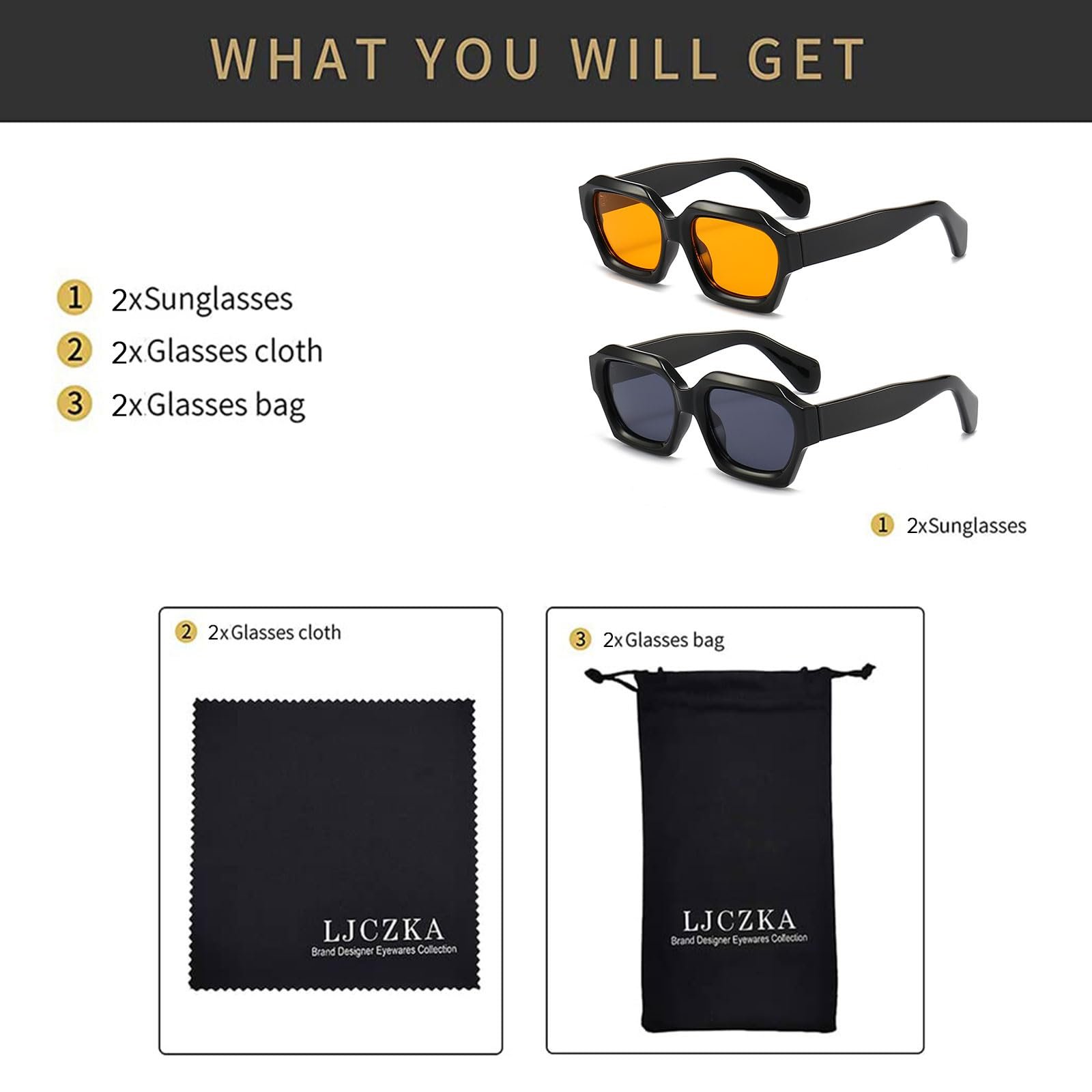 Сонцезахисні окуляри Квадратні Вінтажні Прямокутні LJCZKA UV400, фото №5 Сонцезахисні окуляри Квадратні Вінтажні Прямокутні LJCZKA UV400, фото №5