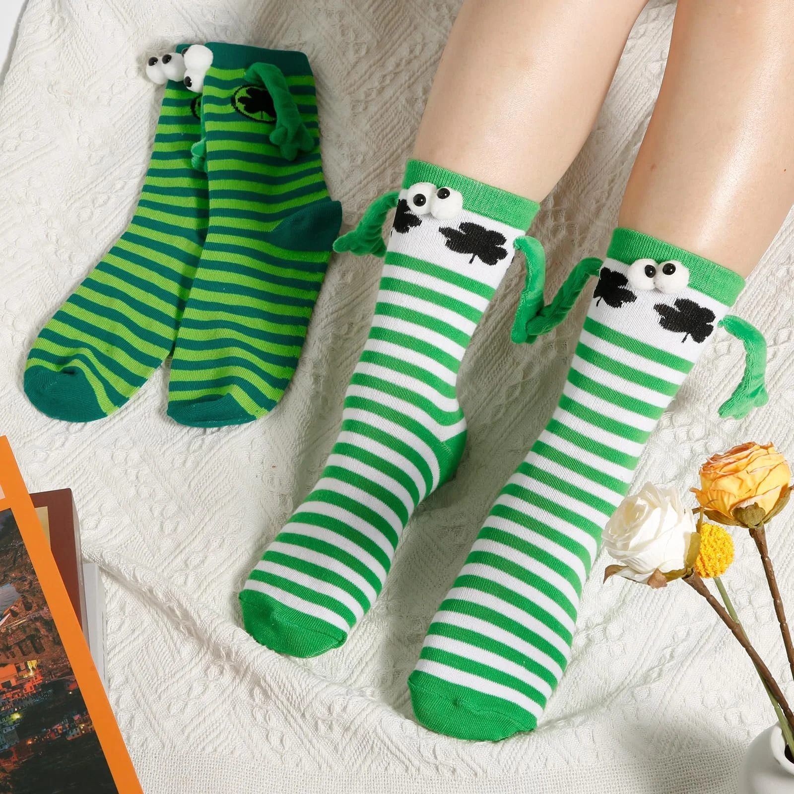 Носки Saint Patricks Day 2 пары, Носки с клевером ко Дню Святого Патрика, Магнитные носки для держания за руки для косплея на День Святого Патрика, Марди Гра, для повседневной носки (в полоску), Зеленый, Черный, Белый, фото №7 Носки Saint Patricks Day 2 пары, Носки с клевером ко Дню Святого Патрика, Магнитные носки для держания за руки для косплея на День Святого Патрика, Марди Гра, для повседневной носки (в полоску), Зеленый, Черный, Белый, фото №7