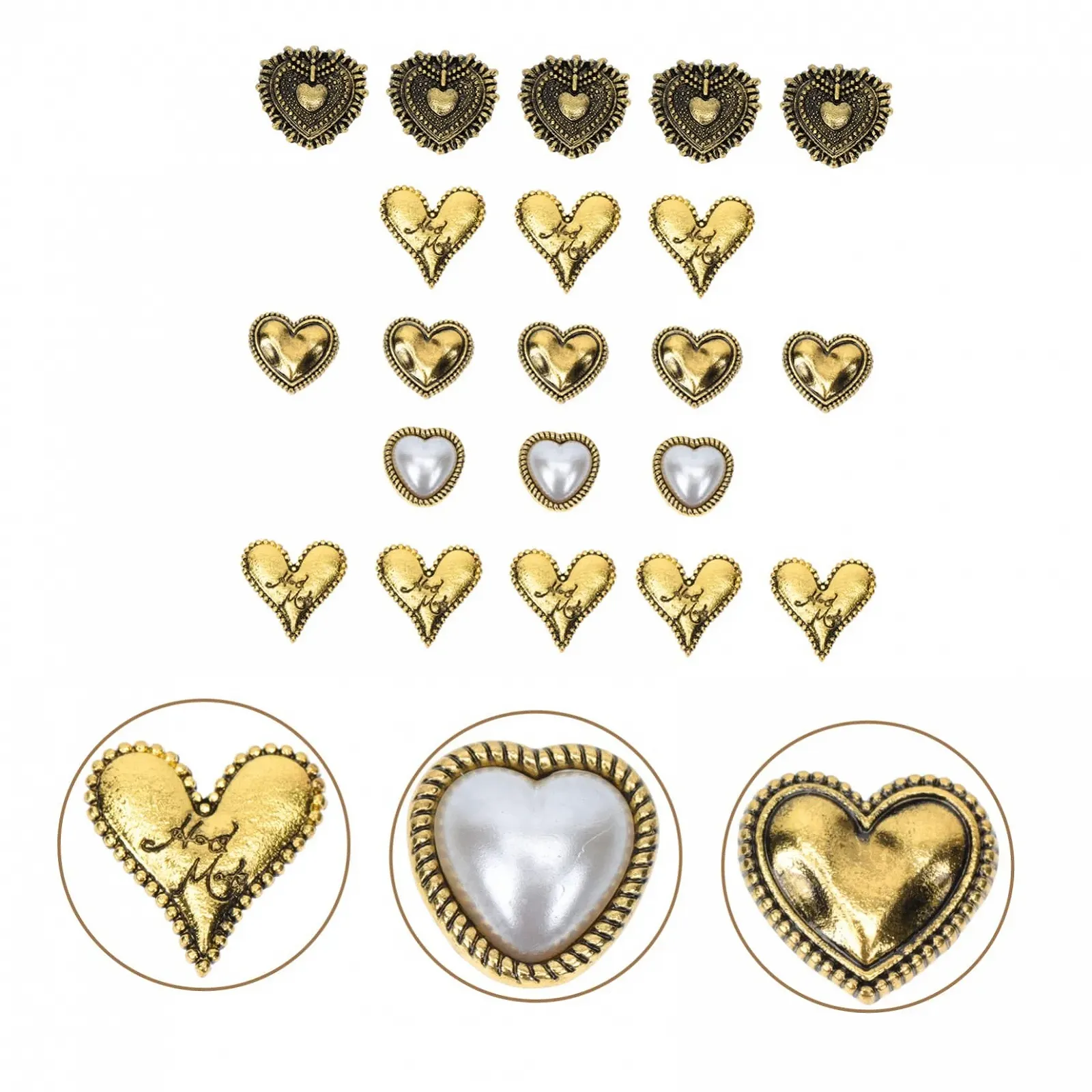 Украшение для маникюра Ретро Винтажные стеклянные украшения Жемчужные подвески Винтажный декор Драгоценные камни Камни Стразы для ногтей Плоские блестки DIY для ногтей, 40 шт, фото №9