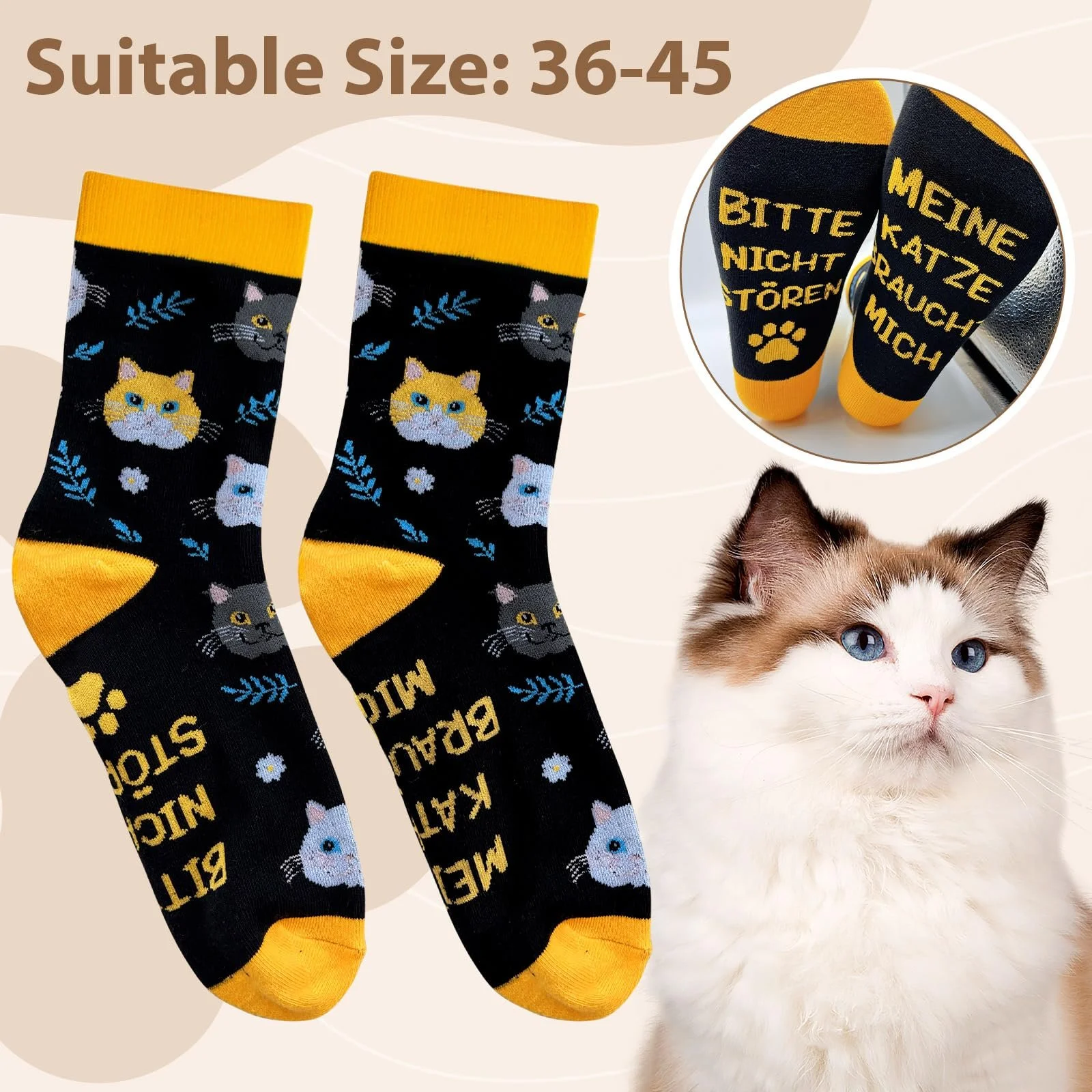 Забавные носки с котами и таксами для женщин и мужчин, смешные носки в подарок для любителей кошек и владельцев собак на день рождения и Рождество, фото №3