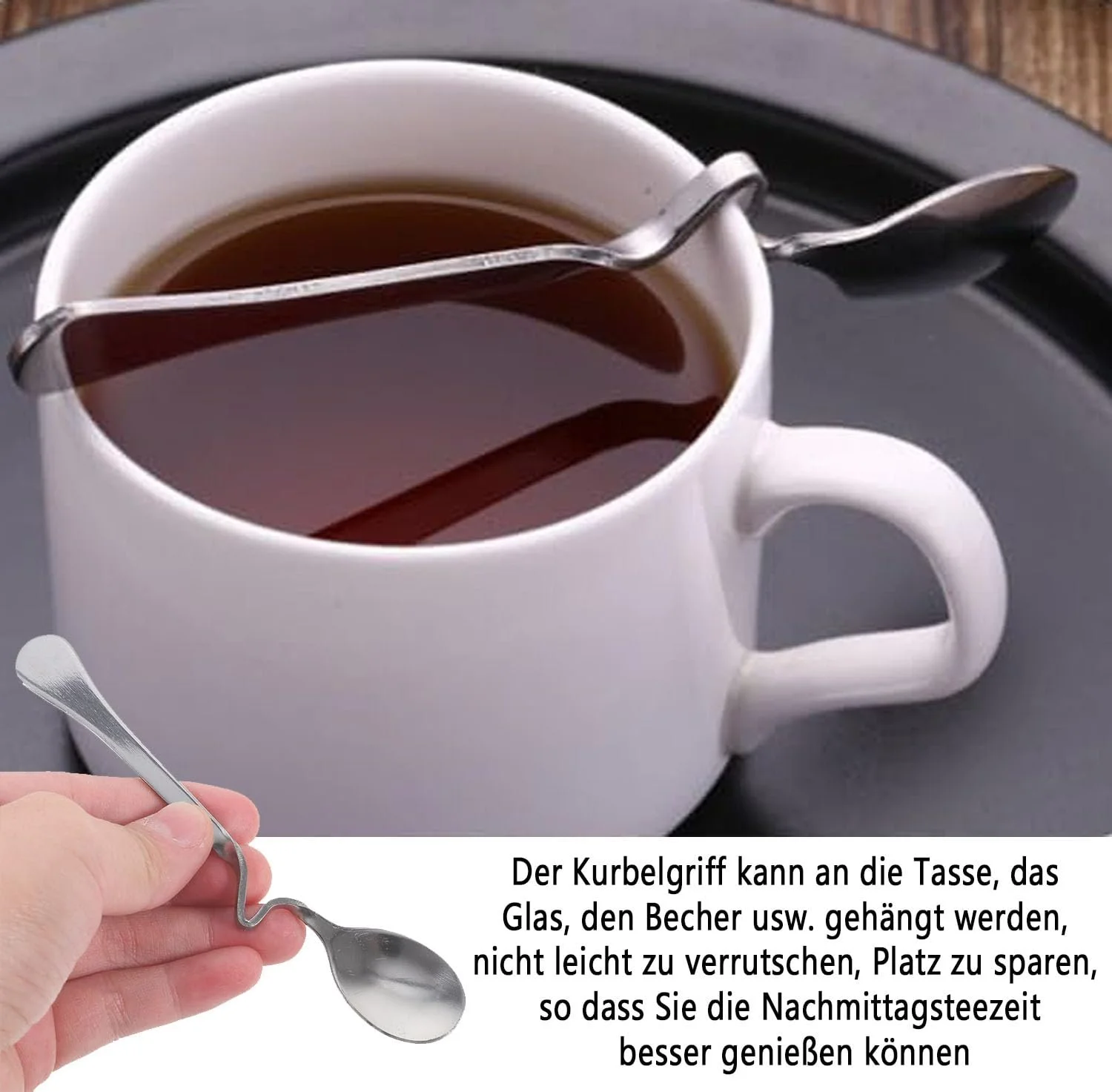 Набір з 4 ложок з нержавіючої сталі з вигнутою ручкою, фото №5