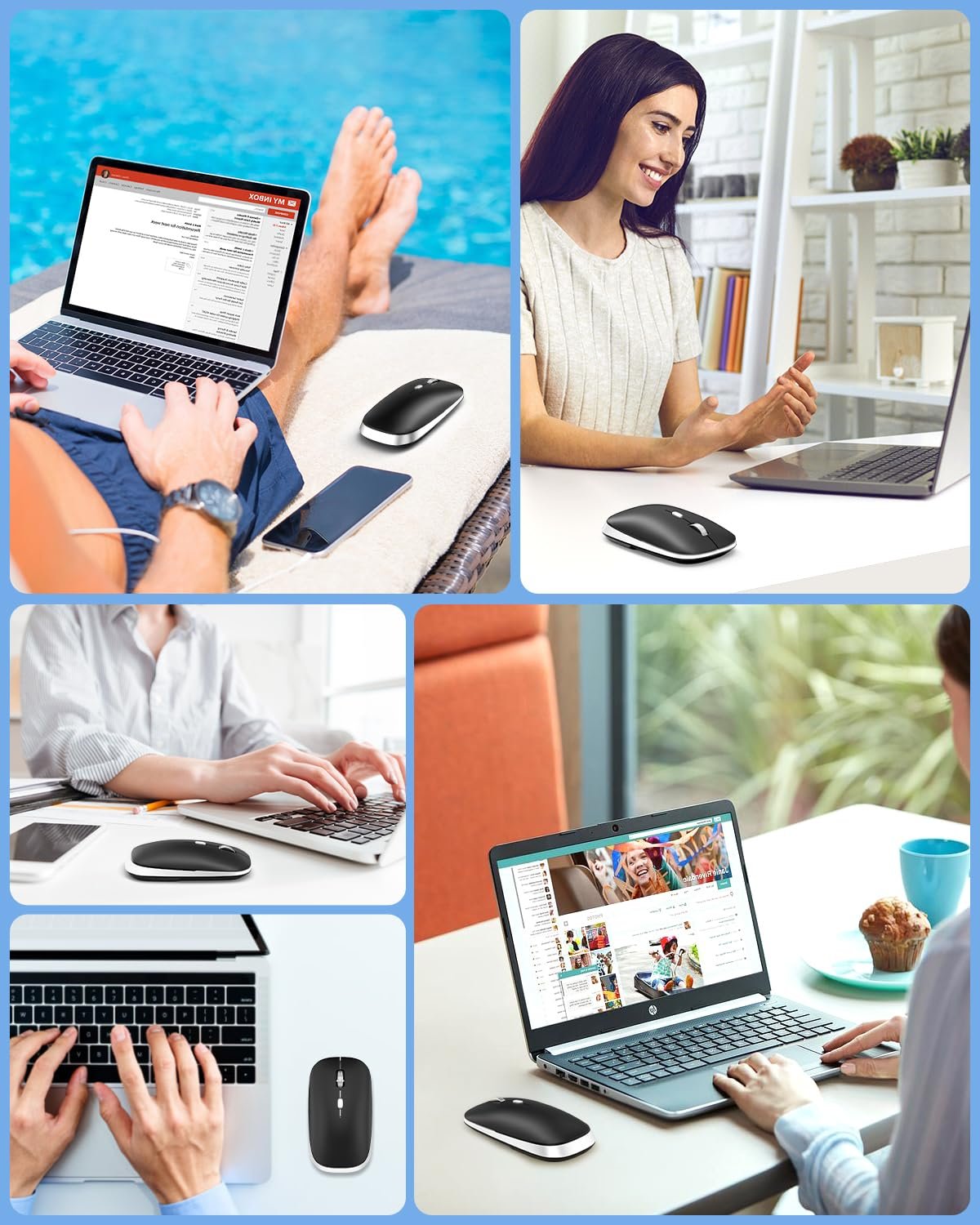 Мышь PINKCAT Bluetooth Беспроводная Bluetooth 4.0, 800/1200/1600 DPI, Эргономичная Тихая, Черный, фото №7