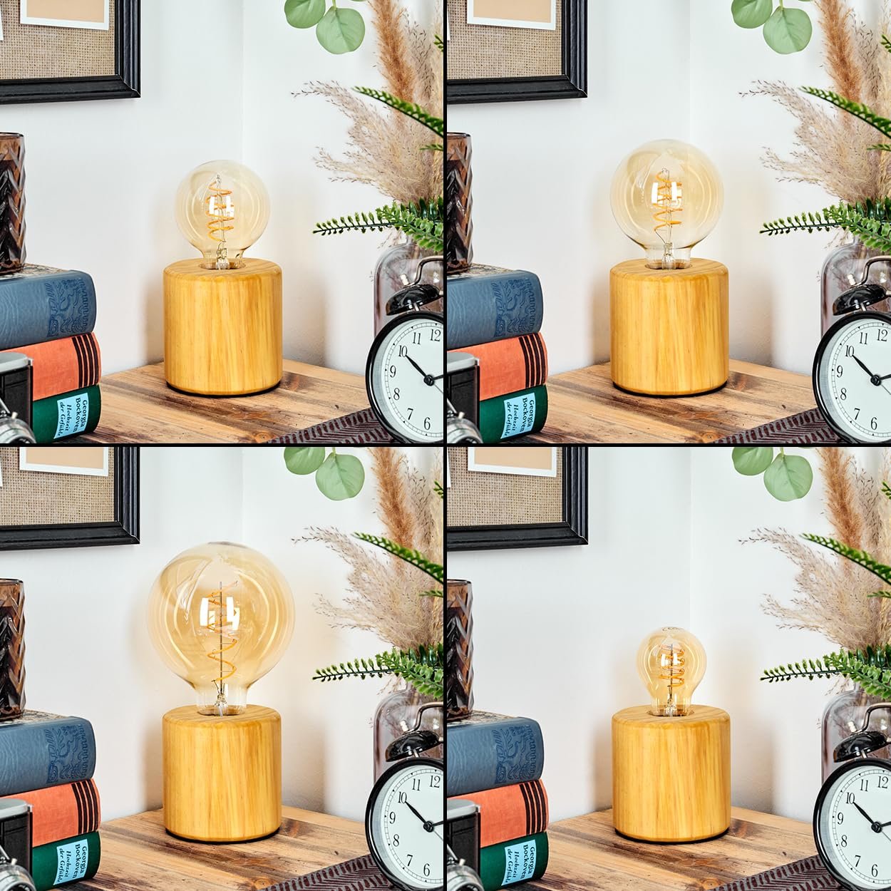 Настільна лампа HOFSTEIN Argea Дерев'яна, Натуральний/Чорний, Скандинавський/Бохо дизайн, Вимикач, E27, фото №3