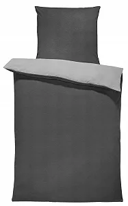 Постільна білизна one-home Jersey 135 x 200 см бавовна з блискавкою Сірий меланж - Фото 1