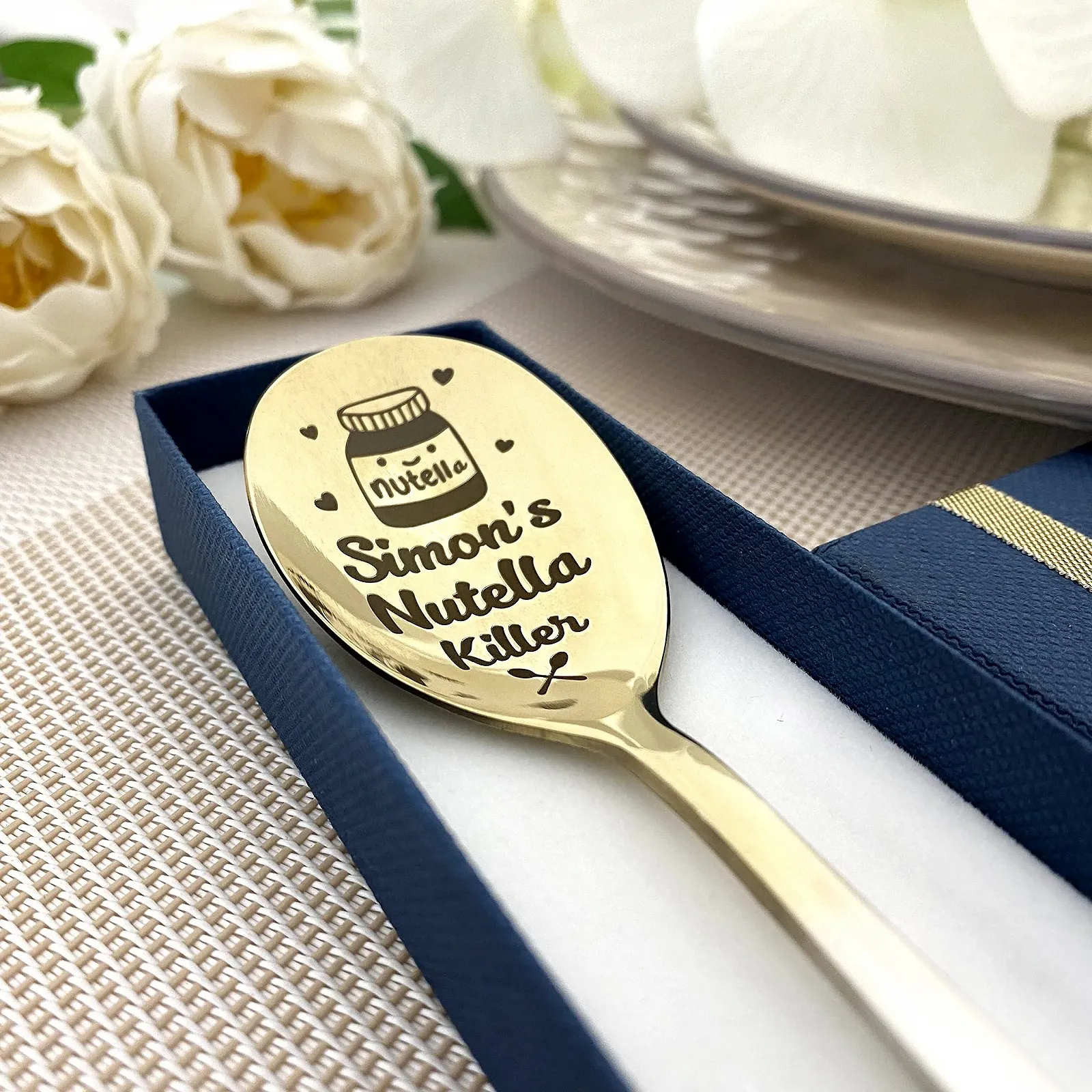 Ложка з гравіюванням для любителів шоколаду високоякісна нержавіюча сталь повний текст і персоналізоване ім'я, фото №3