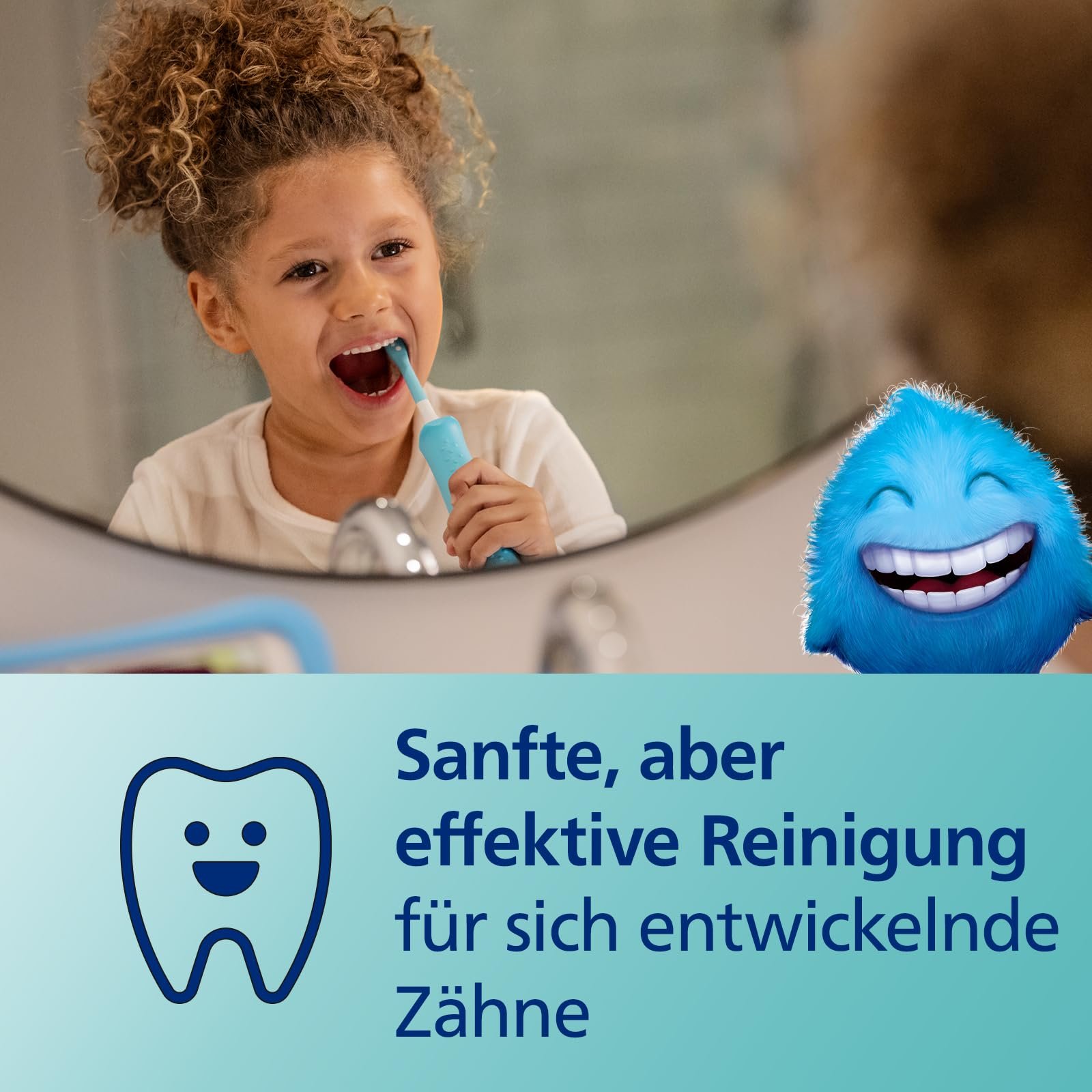 Зубная электрощетка Philips Sonicare For Kids HX6322 / 04 звуковая детская мягкая чистка бирюзовая, фото №3