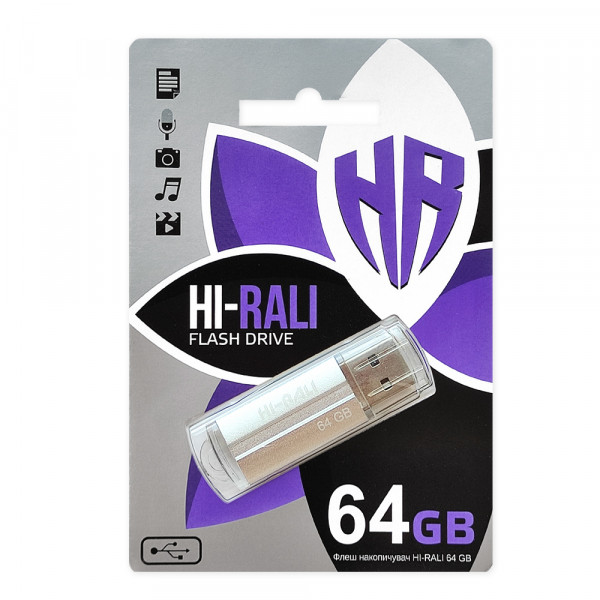 Флеш-накопитель USB 64GB Hi-Rali Corsair Series Silver (HI-64GBCORSL), фото №2