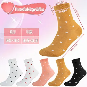 Носки Женские с сердечками, 5 пар, размер 36-40 synthetic.ua - Фото 1