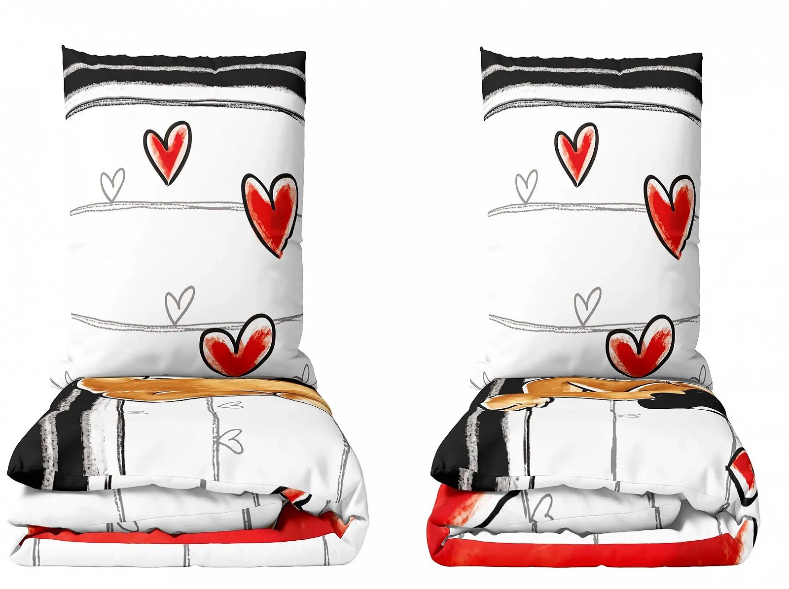Комплект постільної білизни Leonado Vicenti 4 предмети з ведмедиками та сердечками 2 x 135 x 200 / 2 x 80 x 80 см Білий/Сірий, фото №3