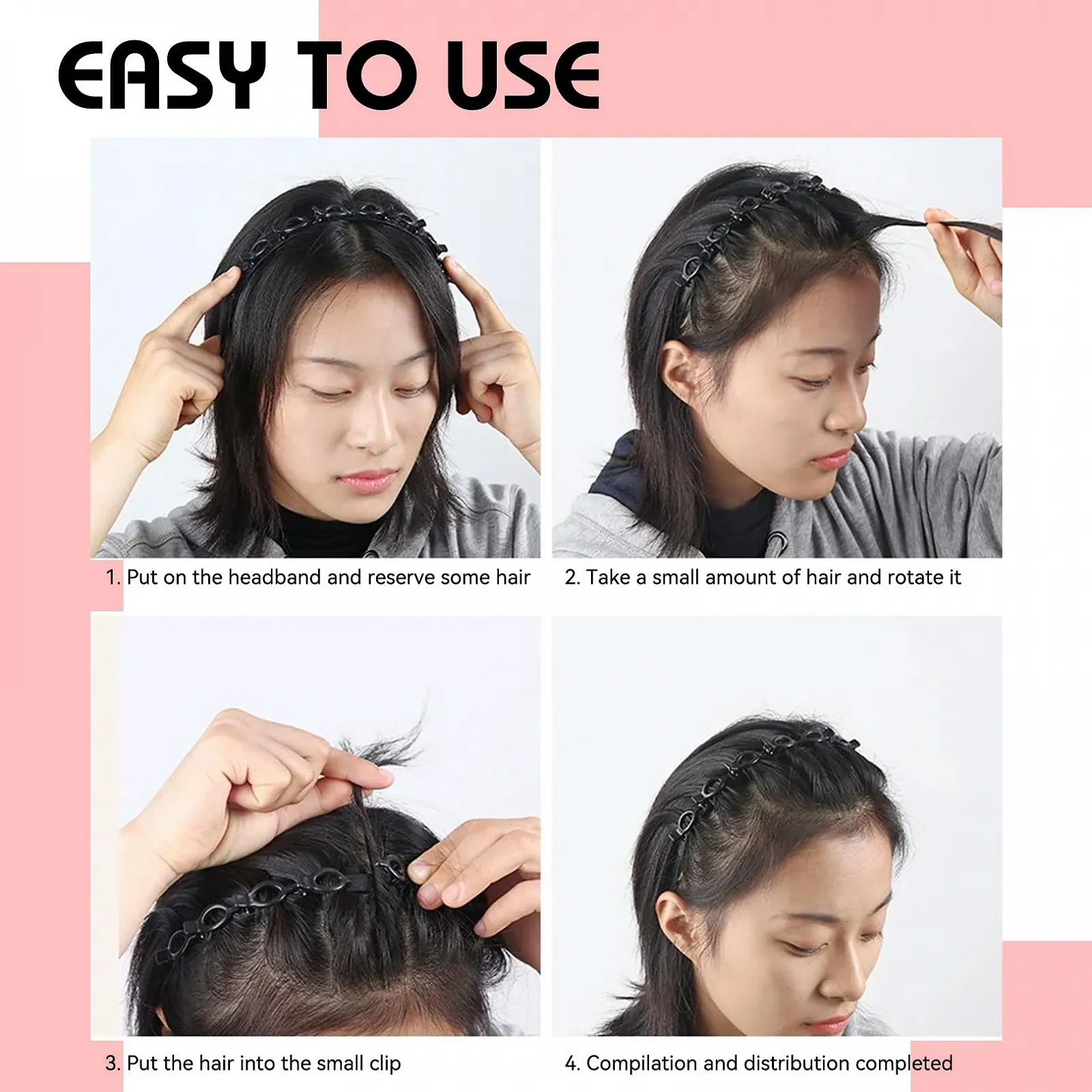 Обруч для волосся з кліпсами, 2 шт, фото №5