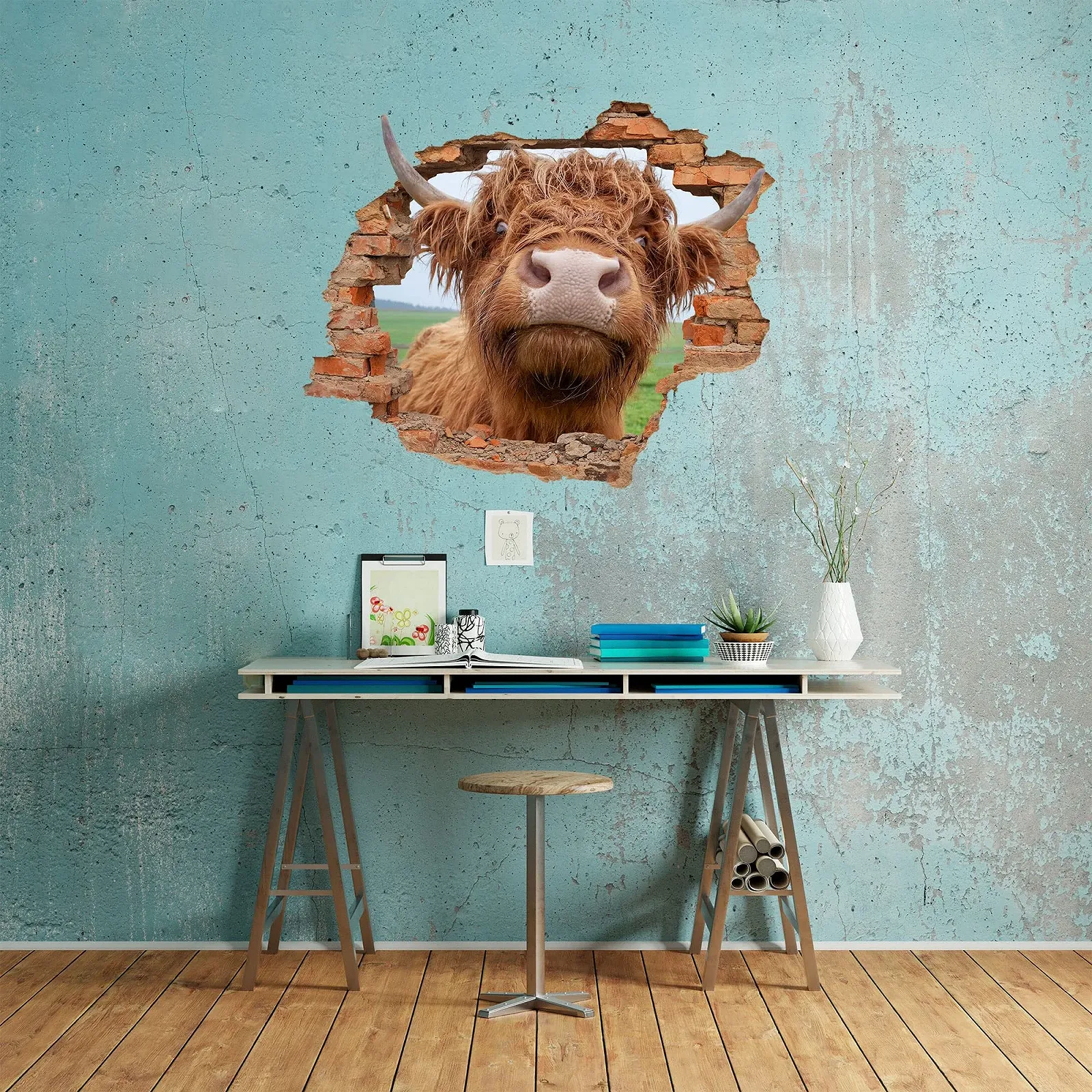 Наклейка на стіну WCB Highland Cattle 70 x 57 см, фото №6