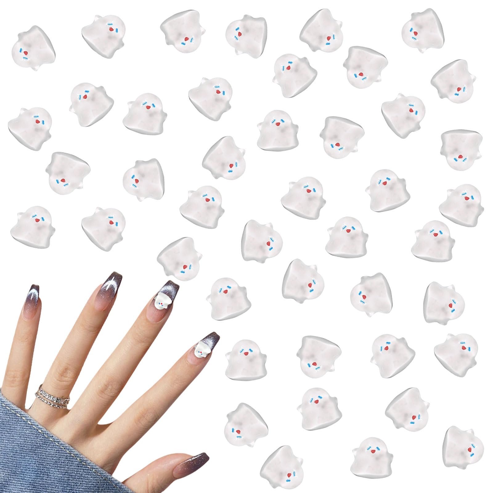 Украшения для ногтей на Хэллоуин Милый призрак Камни для ногтей Смола Плоская задняя часть 3D Подвески для ногтей Аксессуары для маникюрного дизайна DIY Изготовление ювелирных изделий 100шт, фото №1